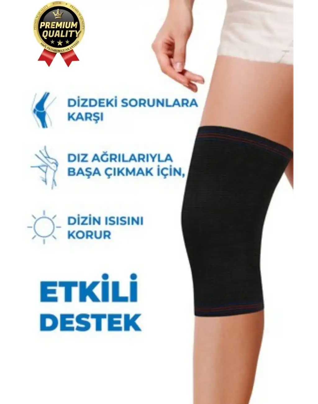 Premium Seri Konforlu Maksimum Koruma Ortopedik Çift Taraflı Elastik Örme Likralı Spor Dizlik Unisex