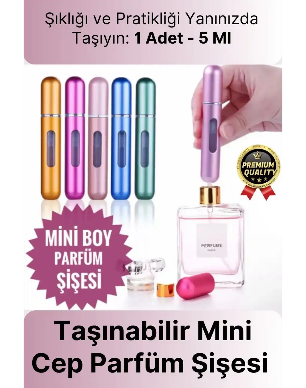 Özel Üretim Pratik Otomatik Doldurulabilir Taşınabilir Atomizer Seyahat Mini Cep Parfüm Şişesi 5 Ml
