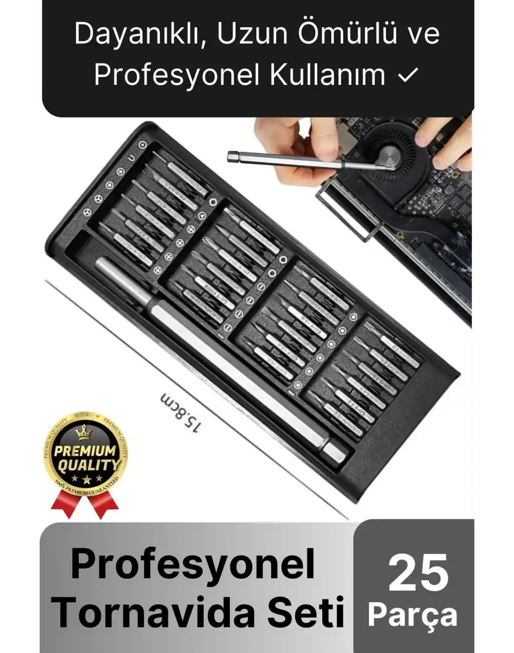 Premium Seri Kaliteli Kutulu Ergonomik Saatçi Bilgisayar Hassas Taşınabilir 25 Parça Tornavida Seti