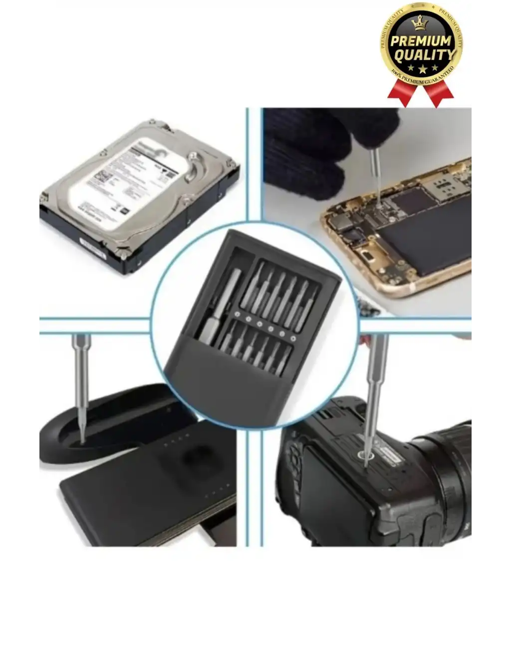 Premium Seri Kaliteli Kutulu Ergonomik Saatçi Bilgisayar Hassas Taşınabilir 25 Parça Tornavida Seti