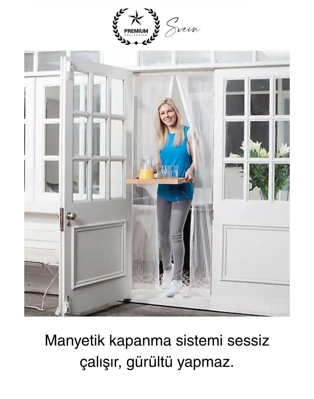 Dayanıklı Mıknatıslı Kapı Sinekliği 60x210 cm Tül Haşere Böcek Sivrisinek Geçirmez Manyetik Beyaz