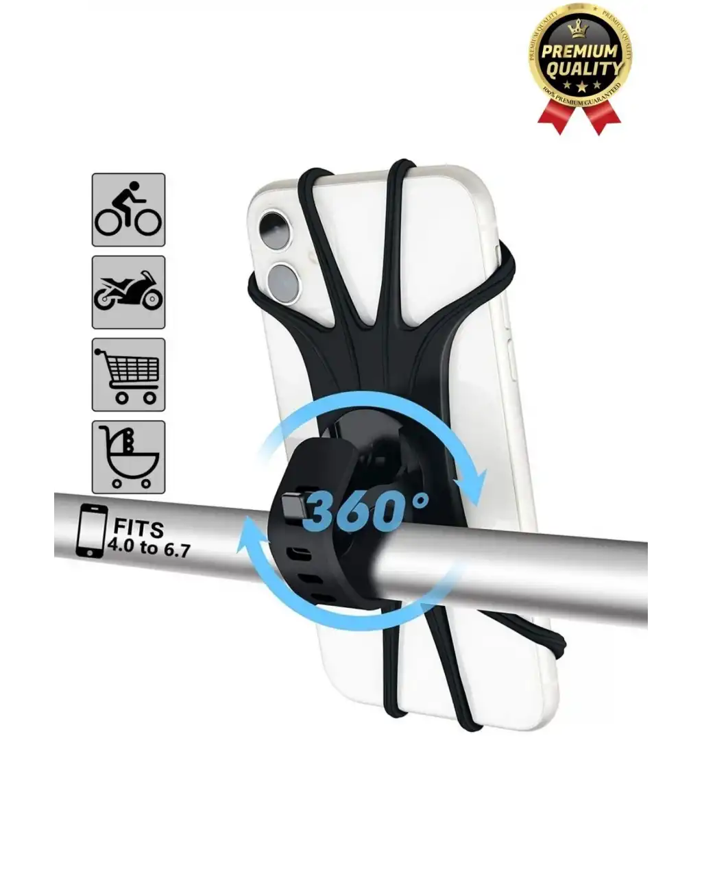 Premium Sök Çıkar 360 Derece Dönebilen Ayarlanabilir Bisiklet Motosiklet Scooter Telefon Tutucu