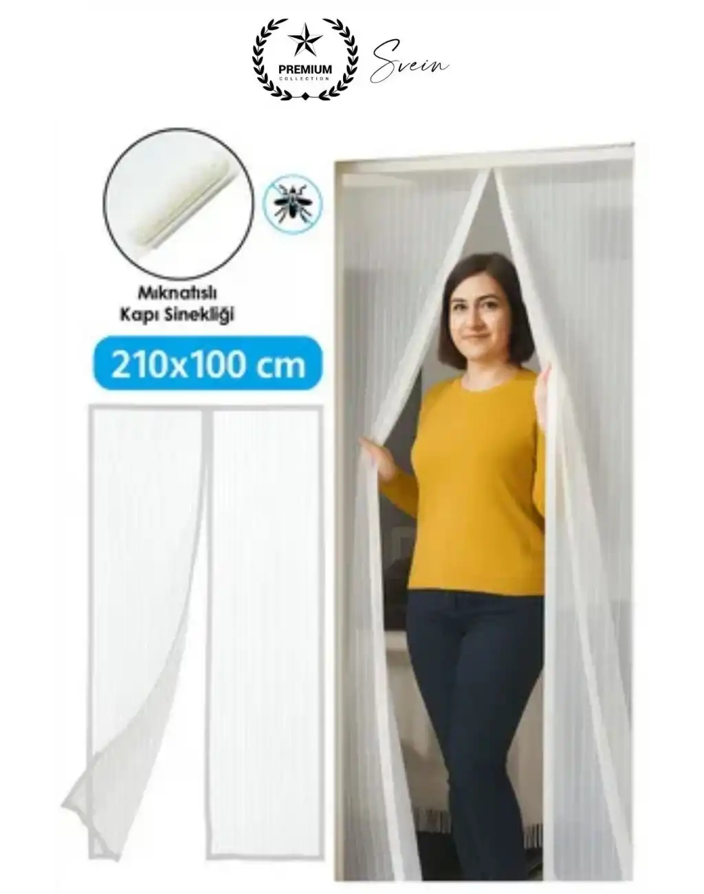 Dayanıklı Mıknatıslı Kapı Sinekliği 60x210 cm Tül Haşere Böcek Sivrisinek Geçirmez Manyetik Beyaz