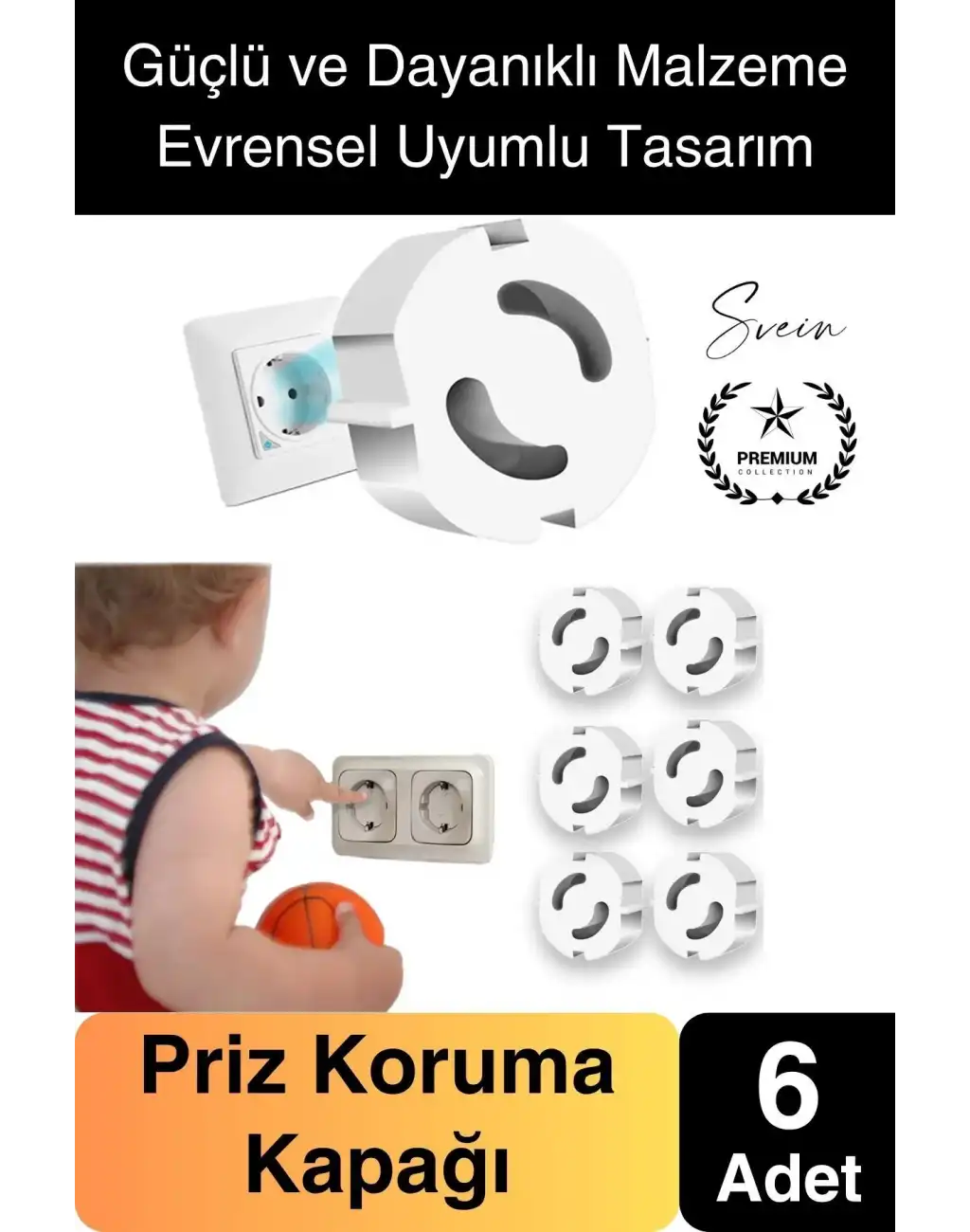 6 Adet Sert Plastik Dayanıklı Bebek Çocuk Priz Koruma Güvenlik Koruyucu Aparat Emniyet Kapağı Beyaz