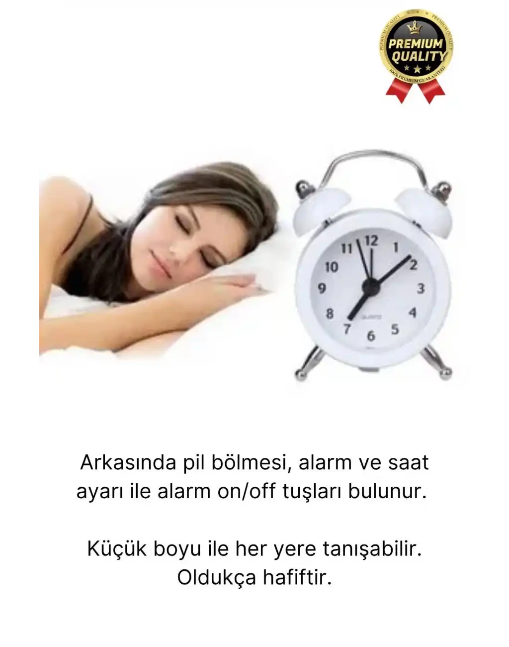 Premium Kalite Dekoratif Pilli Yüksek Sesli Alarmlı Çift Çan Formlu Masaüstü Mini Analog Çalar Saat