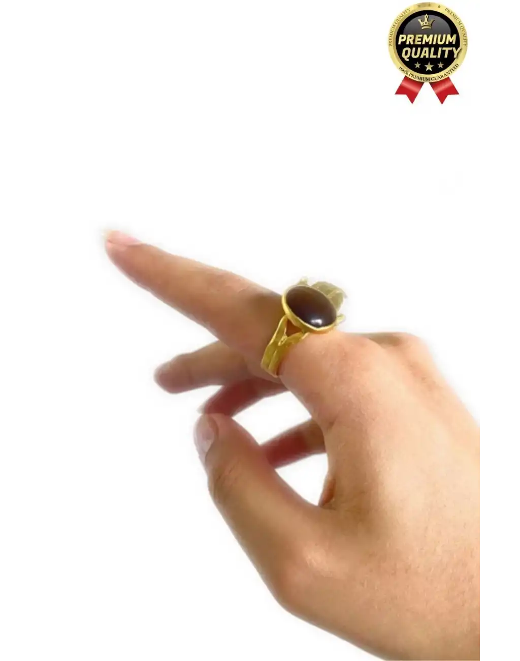 Özel Üretim Altın Pirinç Kaplama Vintage Görünümlü Şık Tasarımlı Ayarlanabilir Doğal Taş Kadın Yüzük