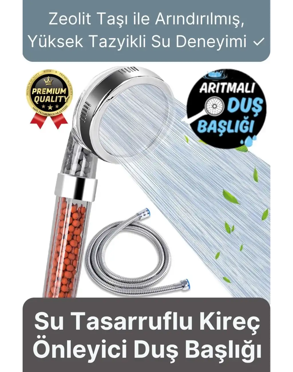 Özel Üretim Zeolid Taşlı Yüksek Emisyon Güçlü Su Tasarruflu Tazyikli Kireç Önleyici Duş Başlığı