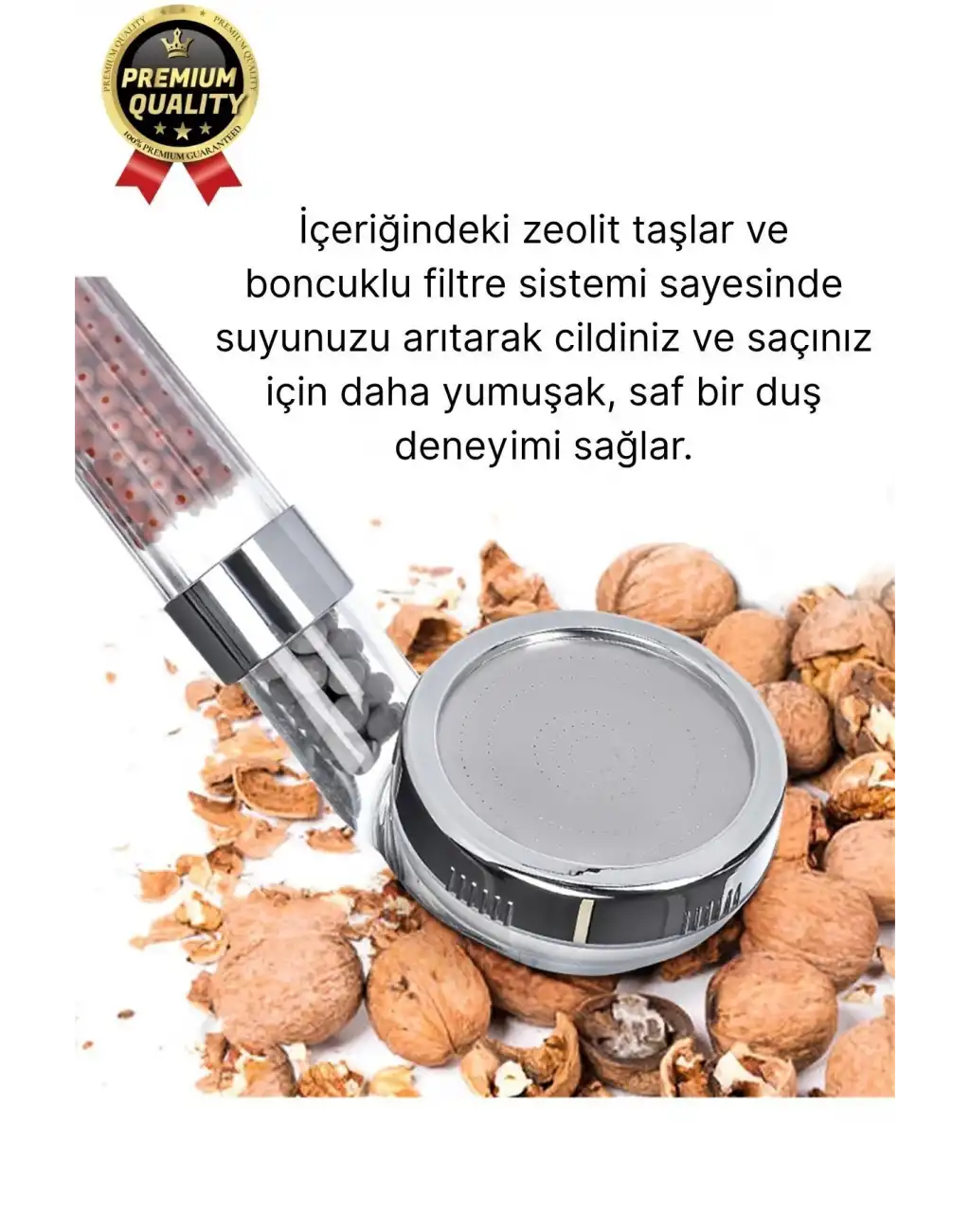 Özel Üretim Zeolid Taşlı Yüksek Emisyon Güçlü Su Tasarruflu Tazyikli Kireç Önleyici Duş Başlığı