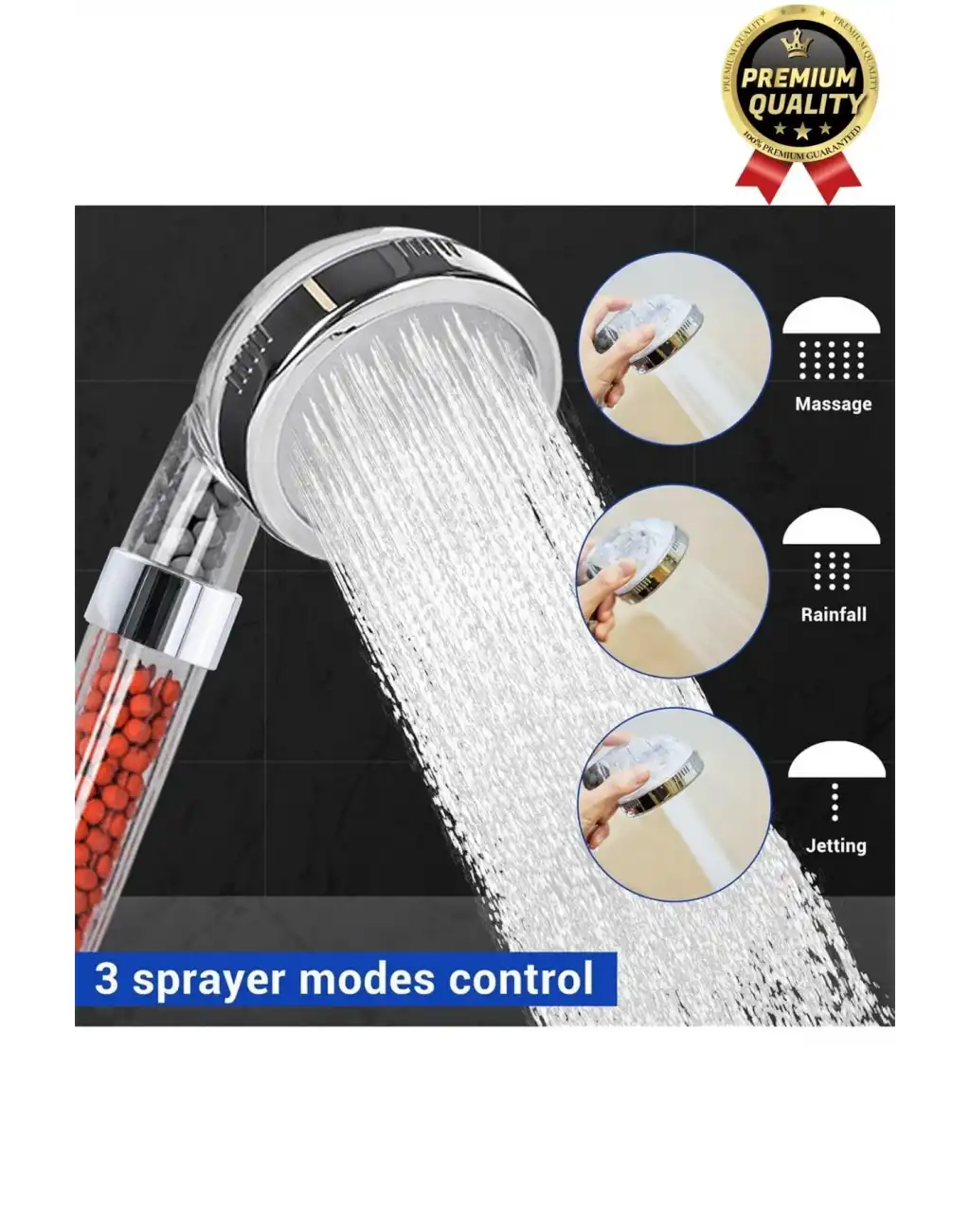 Özel Üretim Zeolid Taşlı Yüksek Emisyon Güçlü Su Tasarruflu Tazyikli Kireç Önleyici Duş Başlığı