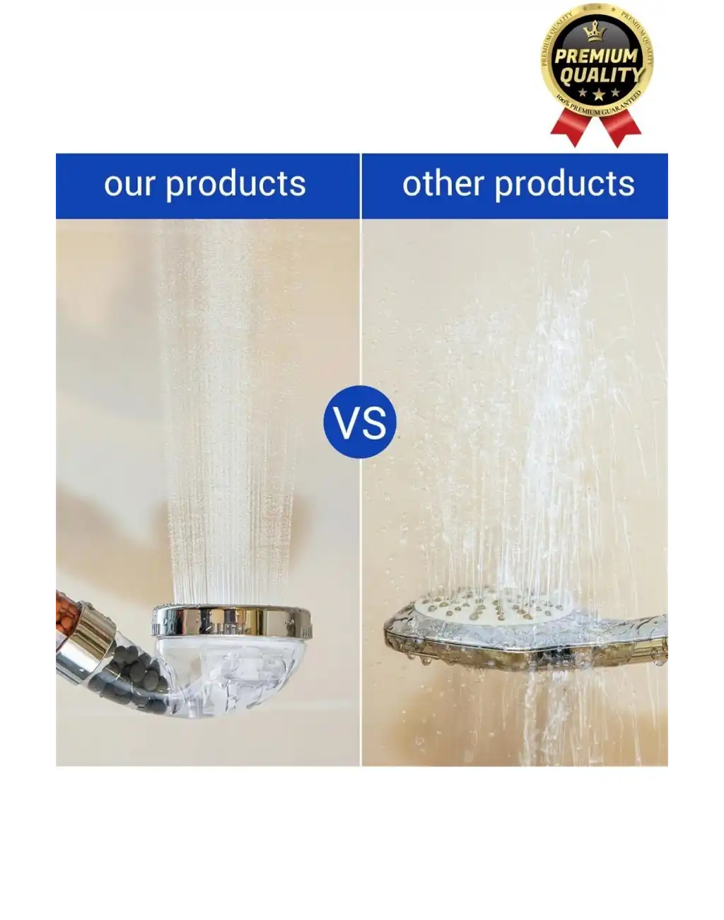 Özel Üretim Zeolid Taşlı Yüksek Emisyon Güçlü Su Tasarruflu Tazyikli Kireç Önleyici Duş Başlığı