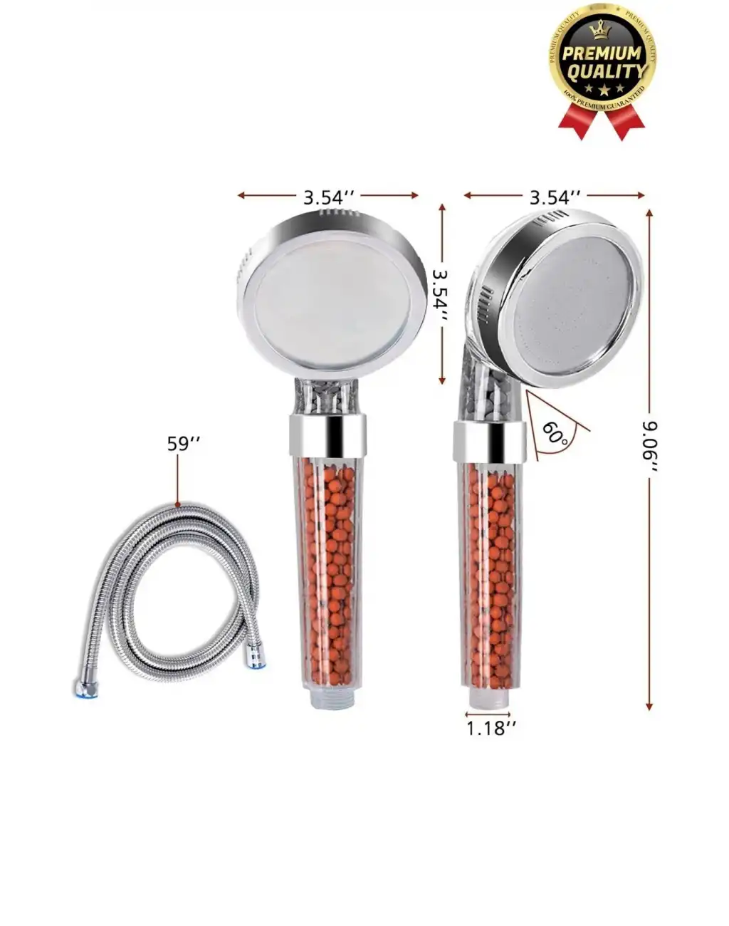 Özel Üretim Zeolid Taşlı Yüksek Emisyon Güçlü Su Tasarruflu Tazyikli Kireç Önleyici Duş Başlığı