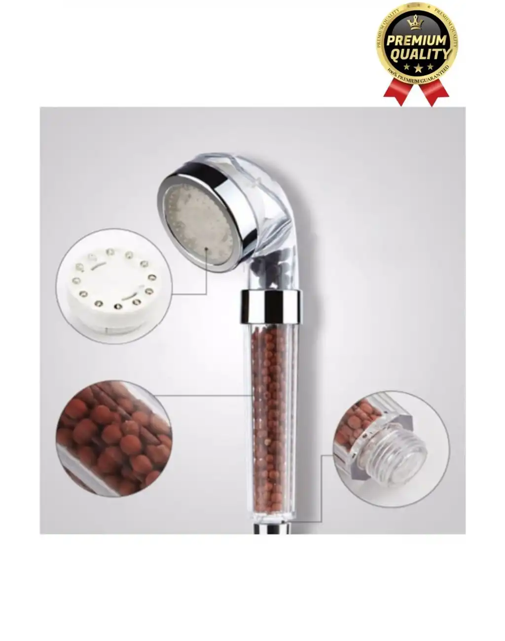 Özel Üretim Zeolid Taşlı Yüksek Emisyon Güçlü Su Tasarruflu Tazyikli Kireç Önleyici Duş Başlığı