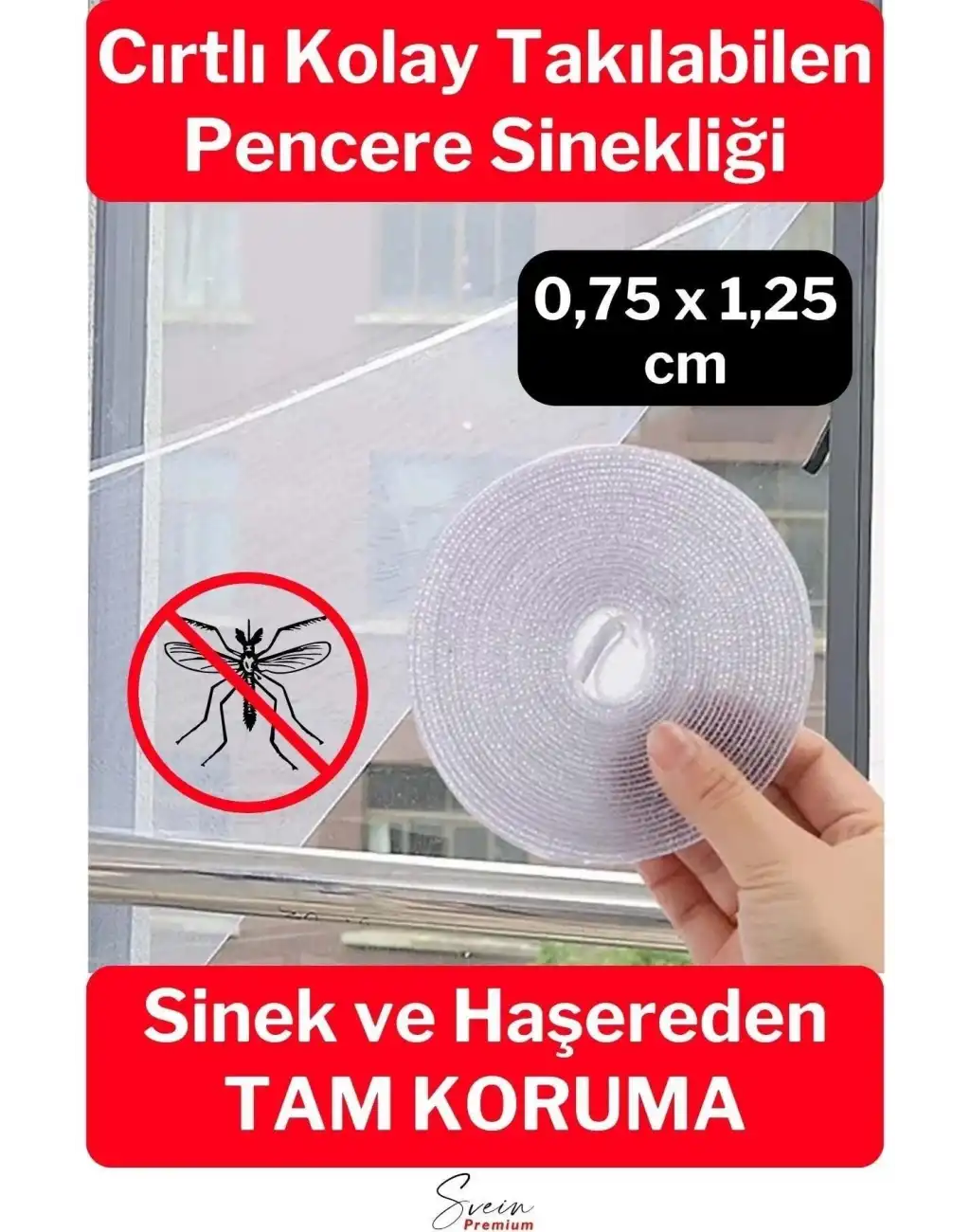 Ayarlanabilir Pratik Pencere Cam Kapı Sineklik Cırt Bantlı Hazır Yapışkanlı 0,75 cmx1,25 cm - 4 mt