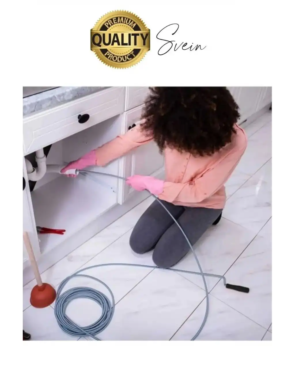 Premium 15 Metre Tıkanıklık Kanal Açma Klozet Gider Açıcı Boru Temizleme Spiral Tel Susta Manuel Uç