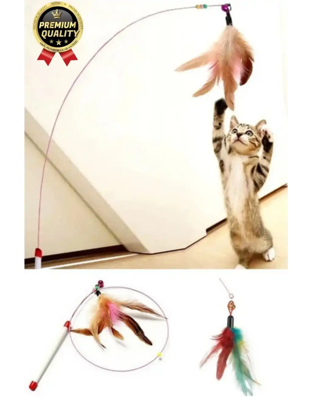 Özel Üretim Bükülebilir Elastik Çanlı Eğlenceli Teleskopik Zilli Tüylü Kedi Oyuncağı Oyun Oltası