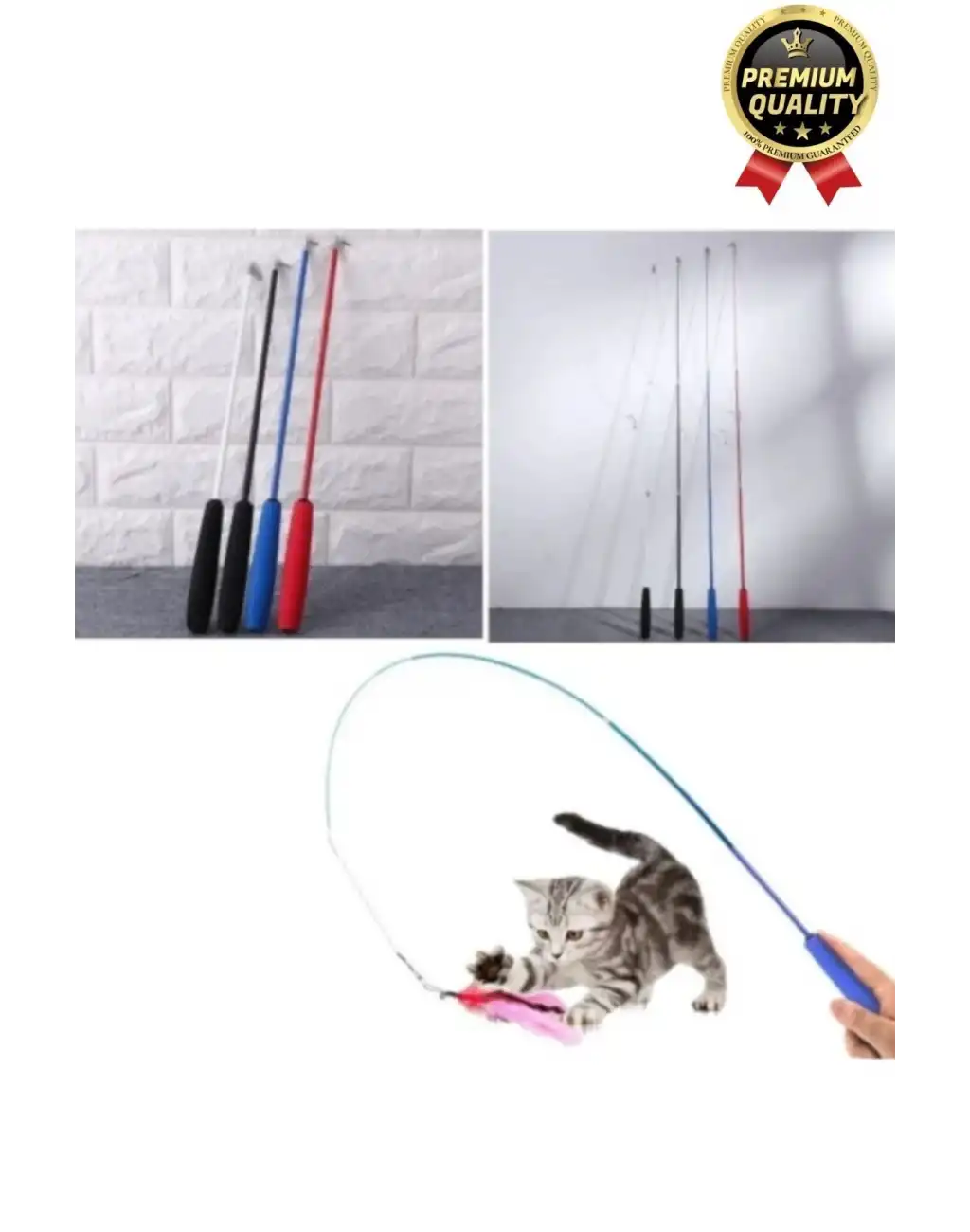 Özel Üretim Bükülebilir Elastik Çanlı Eğlenceli Teleskopik Zilli Tüylü Kedi Oyuncağı Oyun Oltası