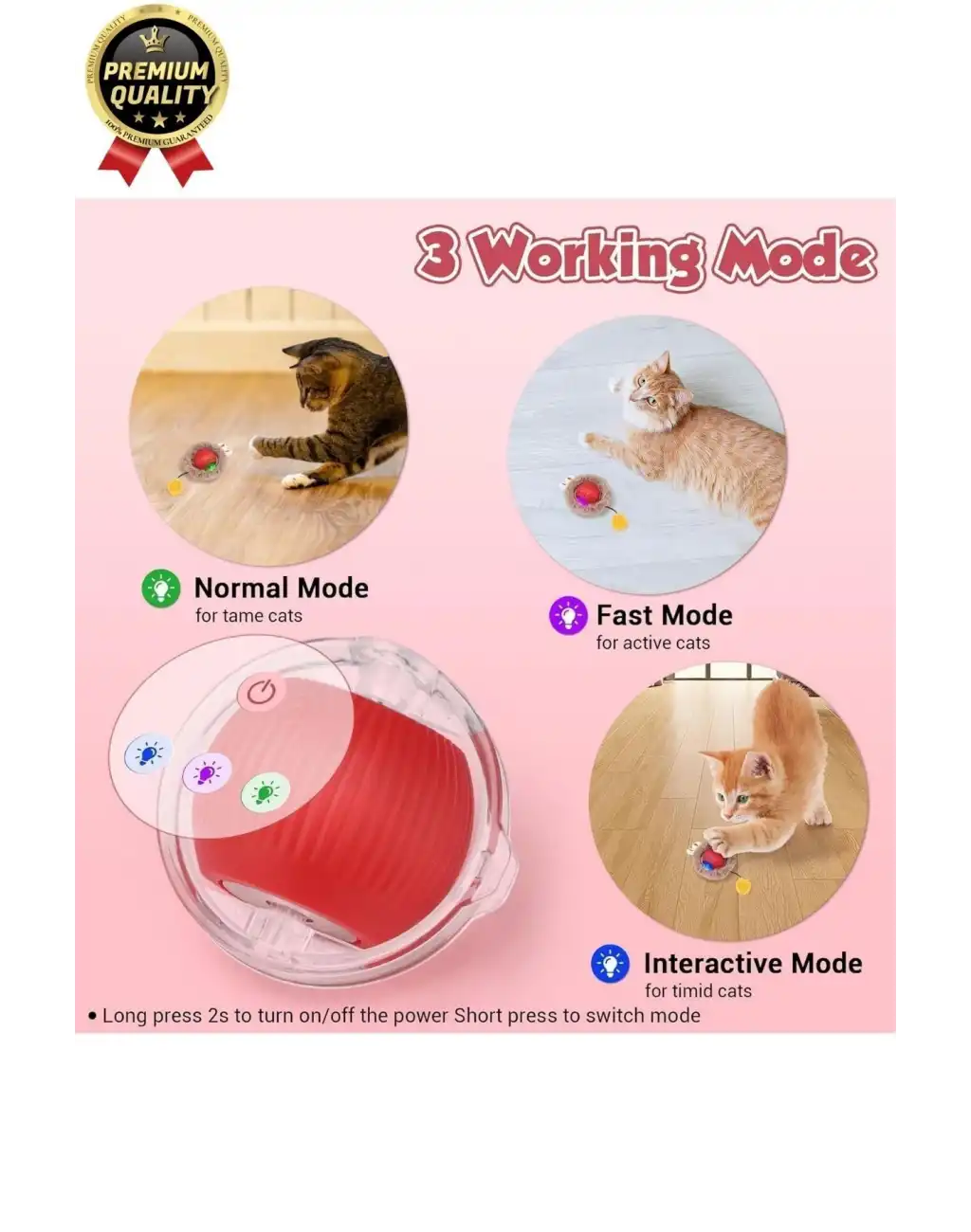 Özel Üretim Yumuşak Küçük Boyutlu Şarj Edilebilir Etkileşimli Eğlenceli Yuvarlanan Kedi Top Oyuncağı