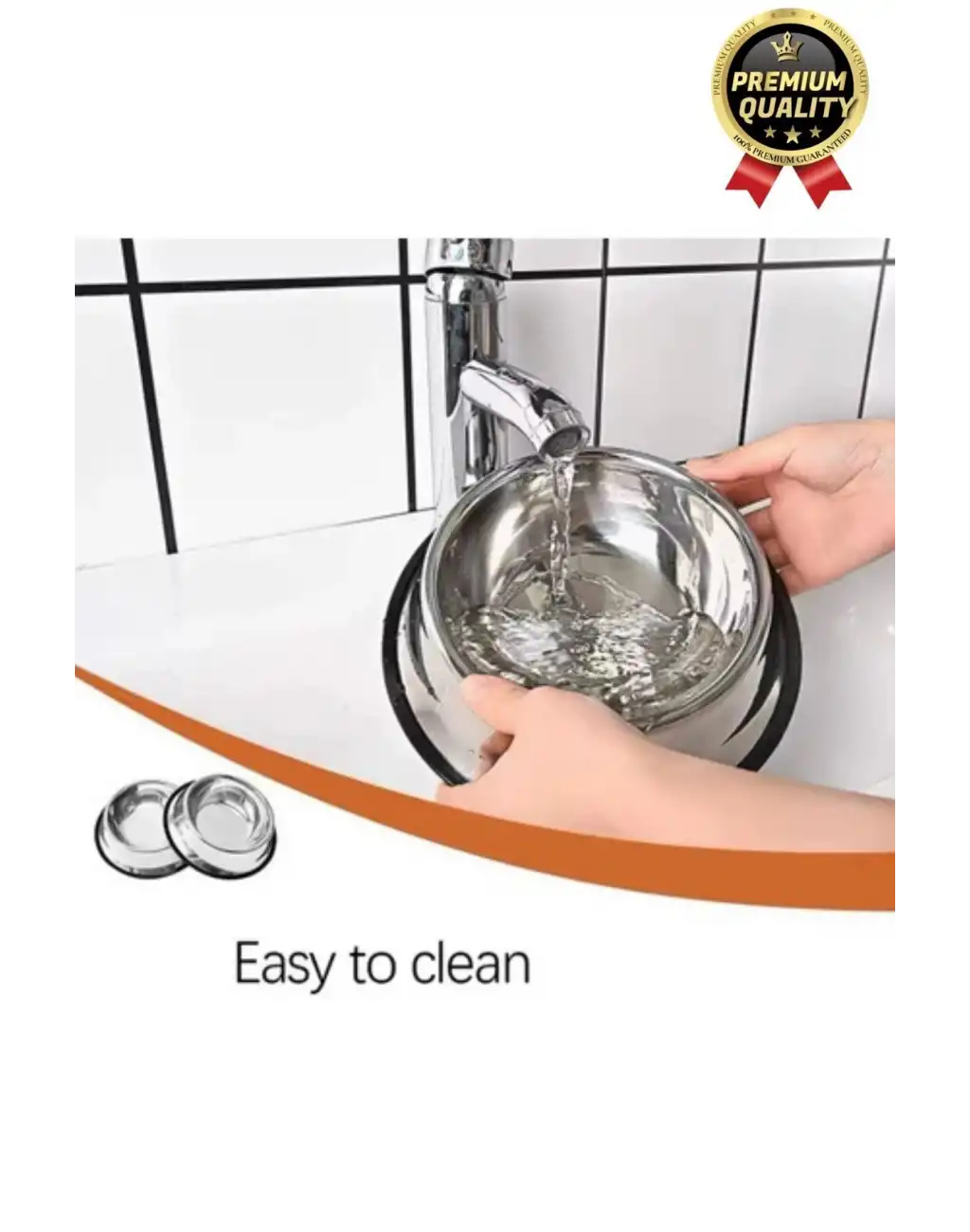 Premium Uzun Ömürlü Sağlam Kaymaz Kauçuk Taban Paslanmaz Çelik Metal Kedi Köpek Mama Su Kabı 26 Cm