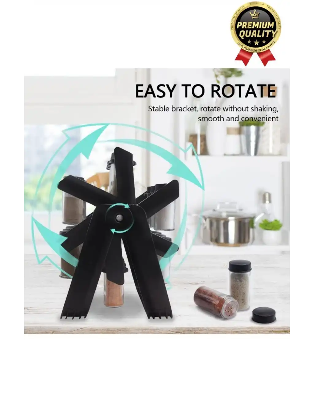 Özel Üretim Dayanıklı 360° Dönebilen Düzenleyici Standlı 18 Adet 100ml Cam Baharatlık 34x26x23 cm