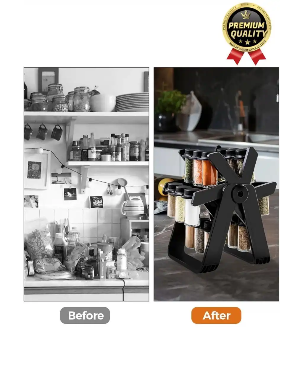 Özel Üretim Dayanıklı 360° Dönebilen Düzenleyici Standlı 18 Adet 100ml Cam Baharatlık 34x26x23 cm