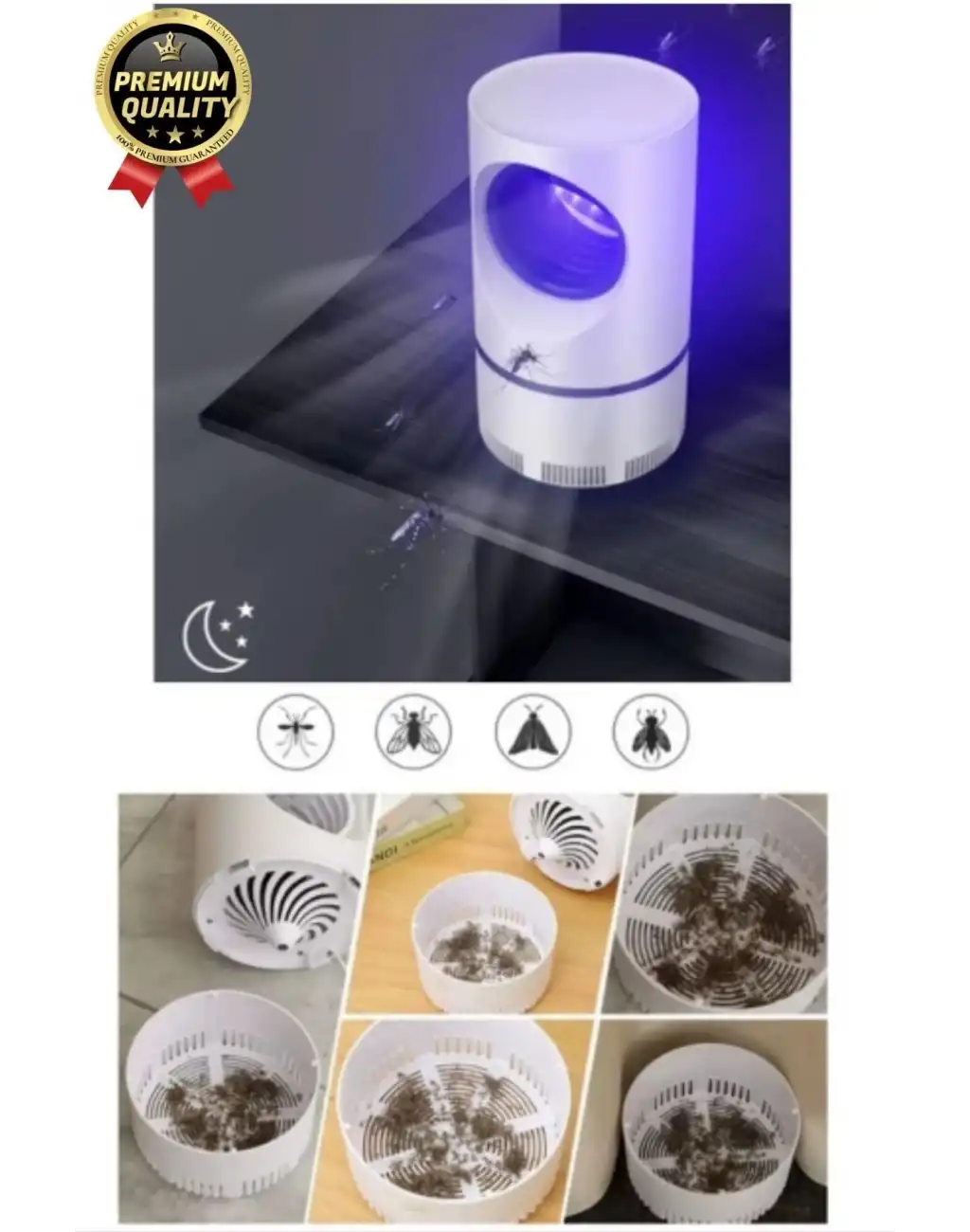 Premium Kimyasalsız Sessiz Şarjlı Uv 6 Işıklı Elektrikli Haşere Böcek Sinek Kovucu Öldürücü Lamba