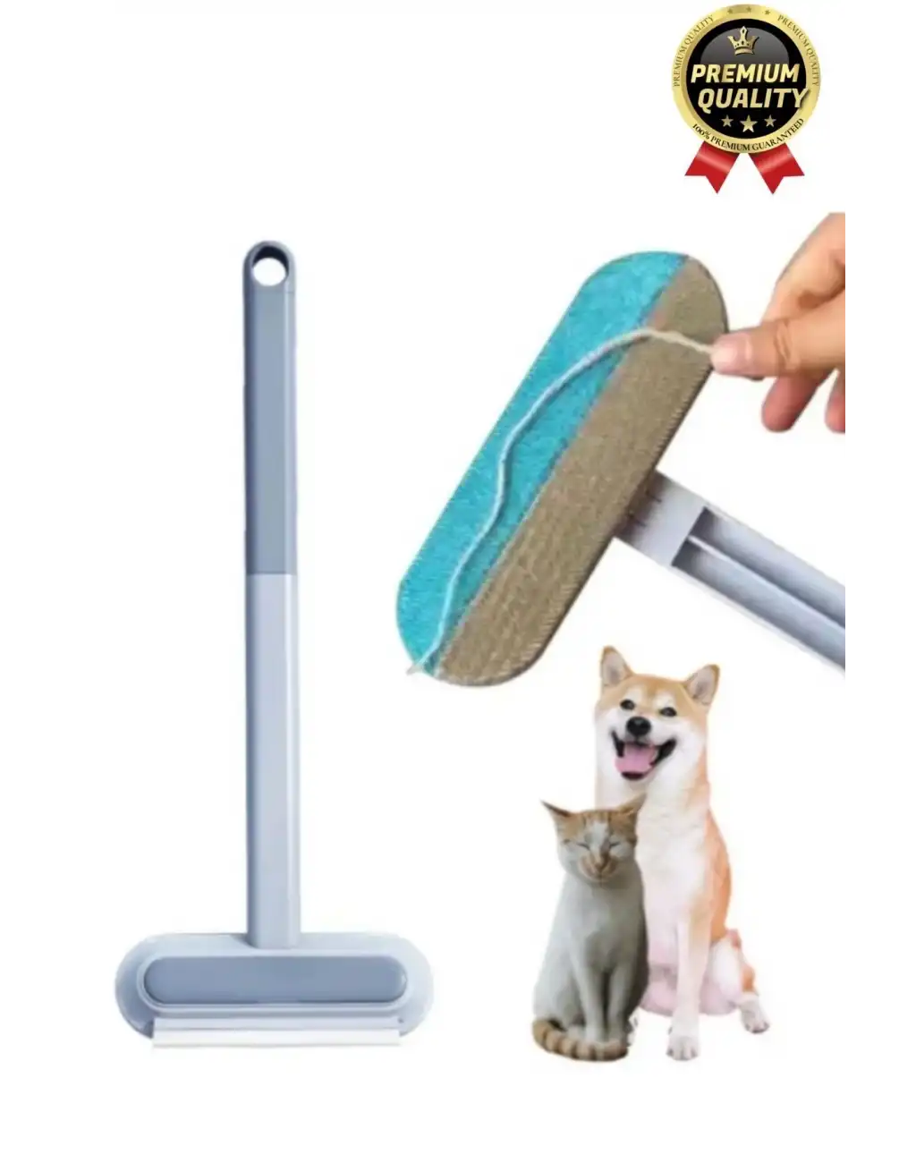 Çok Amaçlı Çift Taraflı Uzun Saplı Koltuk Halı Hijyeni Kedi Köpek Evcil Hayvan Tüy Temizleme Fırçası