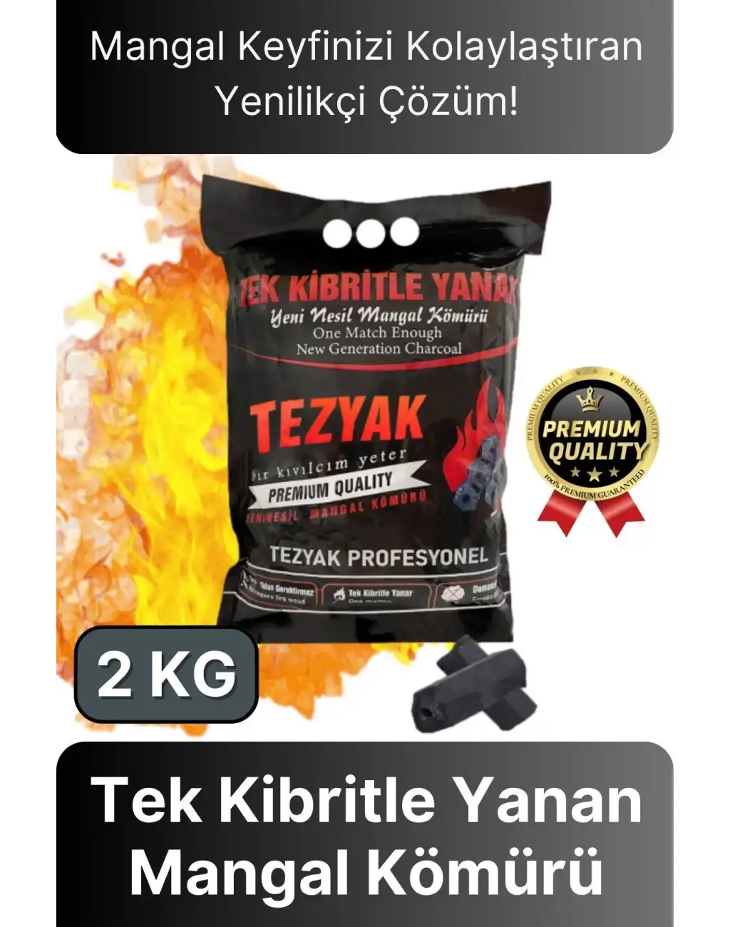 Özel Üretim Pratik Kullanımlı Piknik Odun Çıra Gerektirmeyen Tek Kibritle Yanan Mangal Kömürü 2 KG