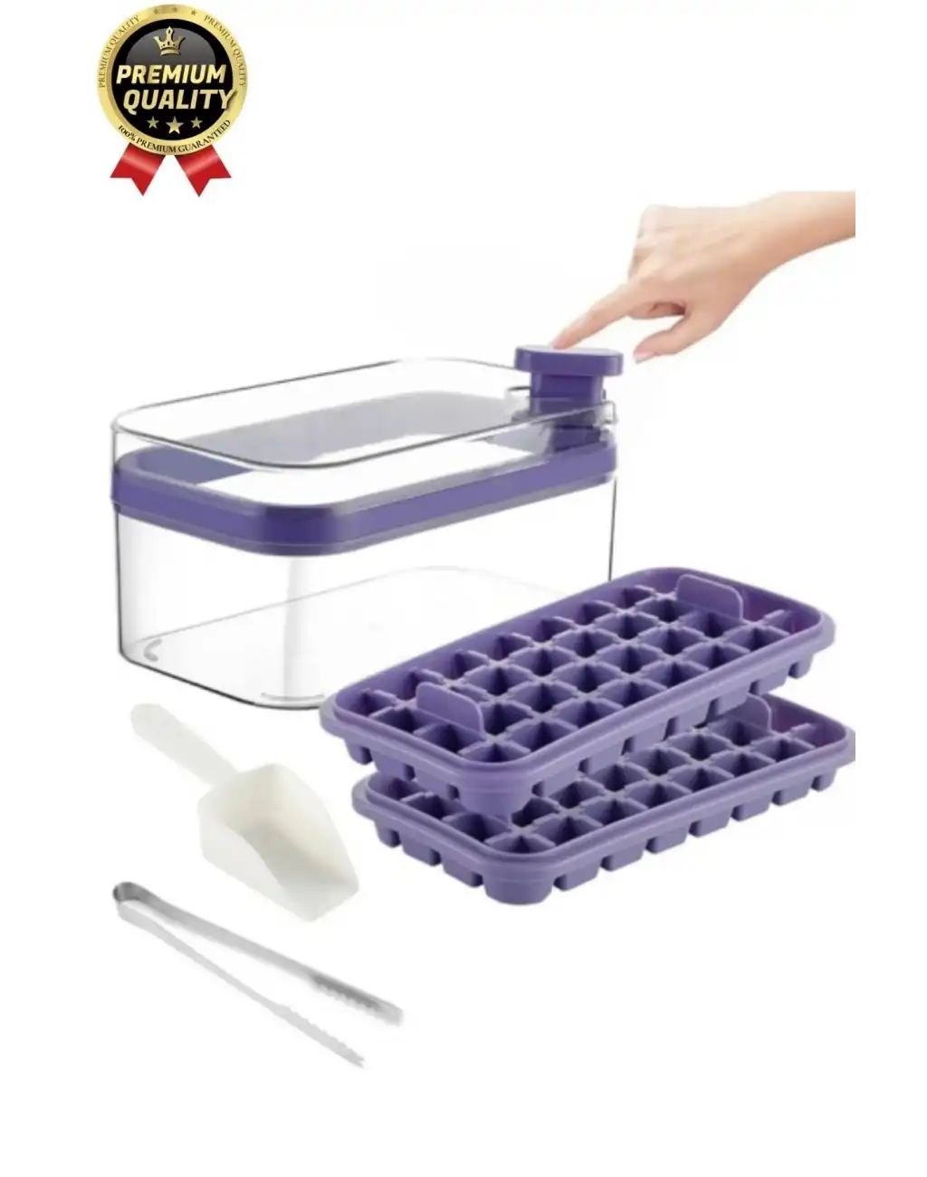 Yeni Seri Pratik Dondurucu Geniş Kapasite Silikon Düğmeli Basmalı Saklama Kutulu 32li Buz Kalıbı