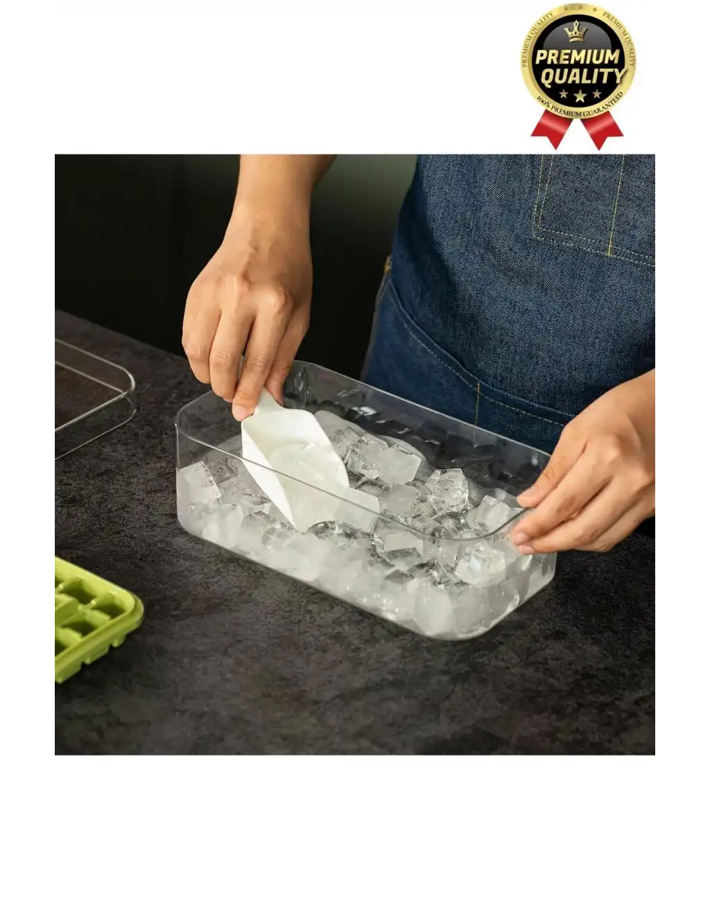 Yeni Seri Pratik Dondurucu Geniş Kapasite Silikon Düğmeli Basmalı Saklama Kutulu 32li Buz Kalıbı