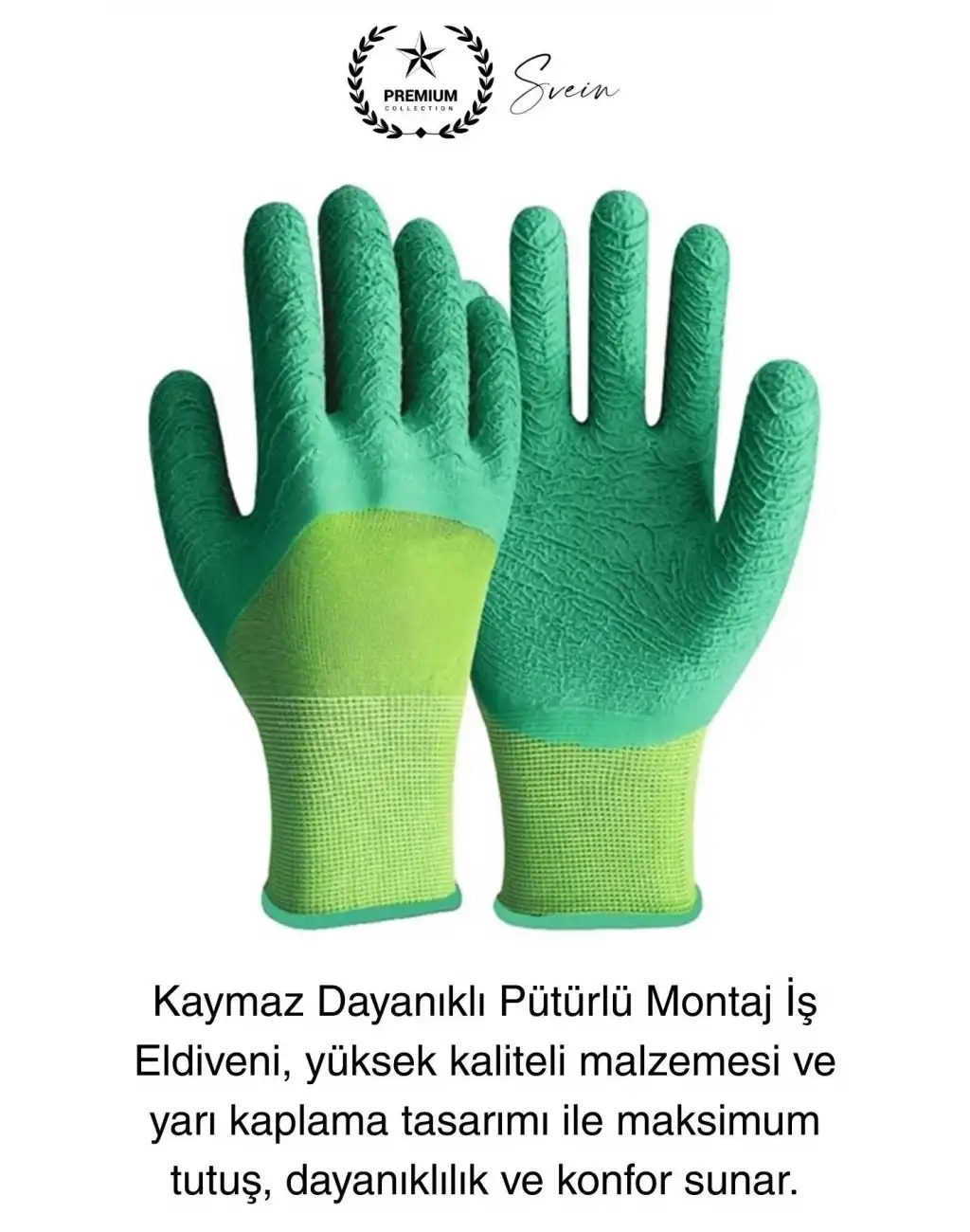 Kaymaz Dayanıklı Pütürlü Montaj İş Eldiveni Camcı Yarı Kaplama Güvenli Sağlam Lastikli Rahat Esnek