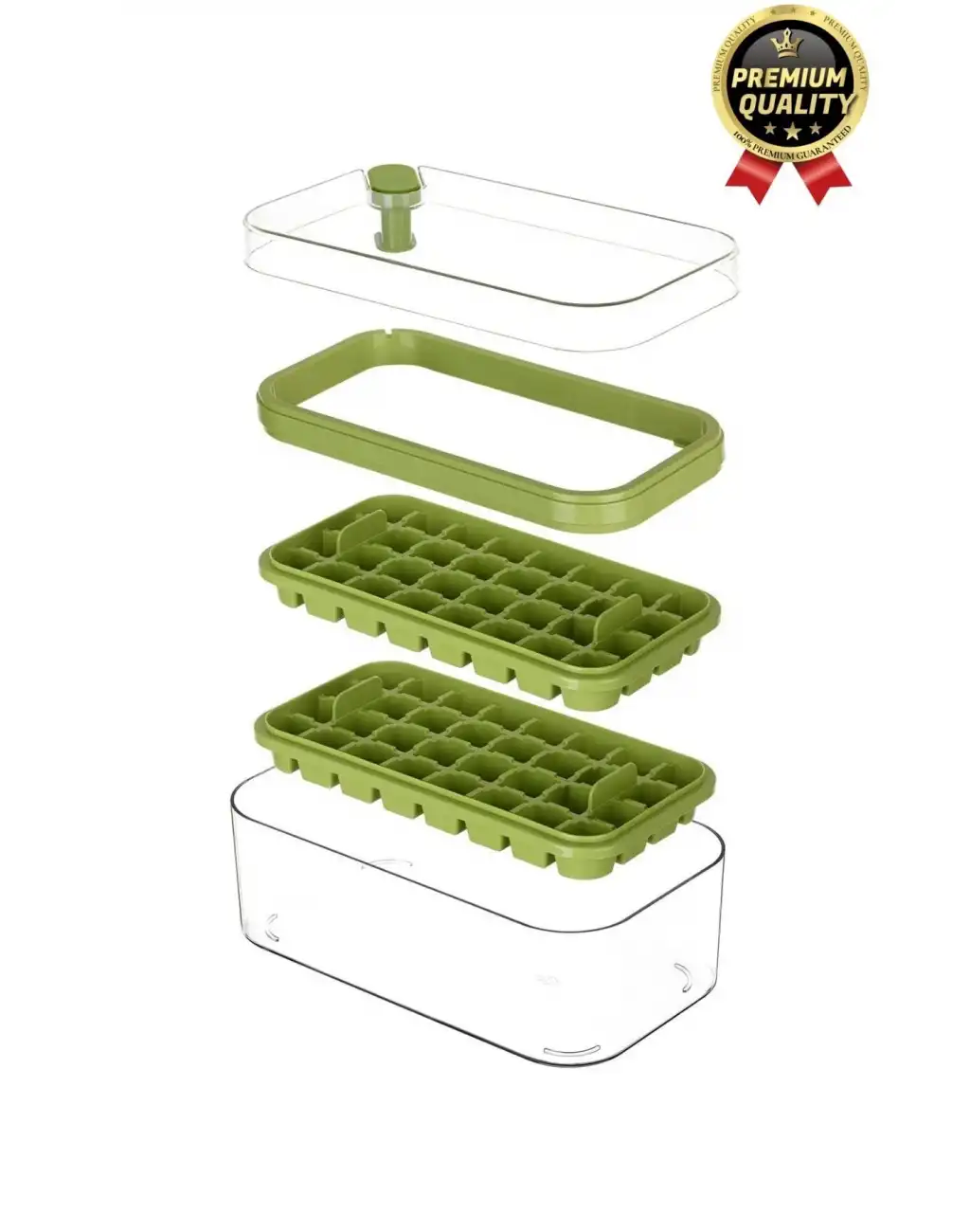 Yeni Seri Pratik Dondurucu Geniş Kapasite Silikon Düğmeli Basmalı Saklama Kutulu 32li Buz Kalıbı