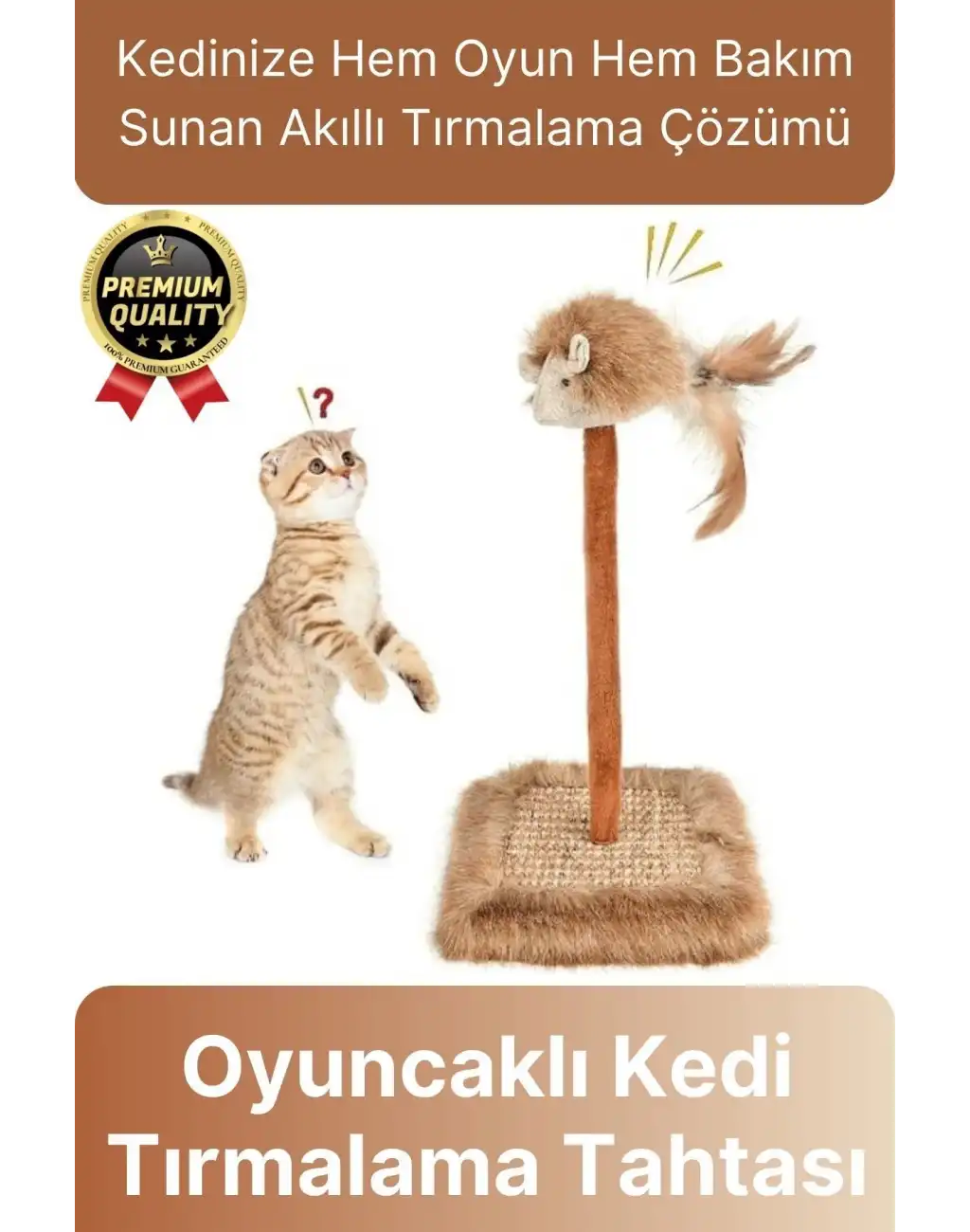 Özel Üretim Dayanıklı Eğlenceli 14x14 cm En 26 cm Yükseklik Sesli Oyuncaklı Kedi Tırmalama Tahtası