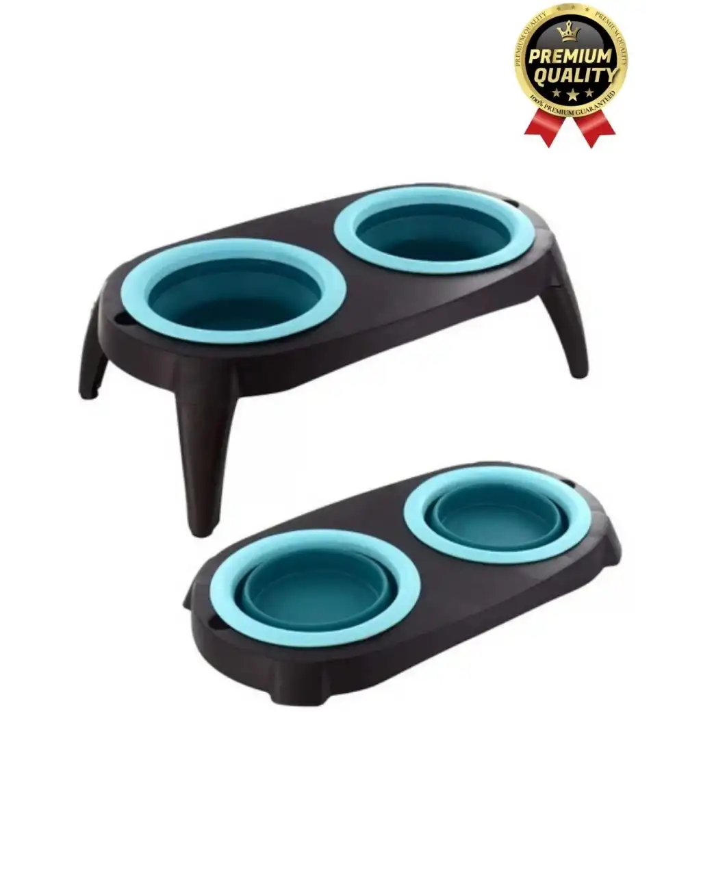 Yeni Seri Ayarlanabilir Ergonomik Portatif Katlanabilir İkili Kedi Köpek Mama Su Kabı Standı 500 Ml