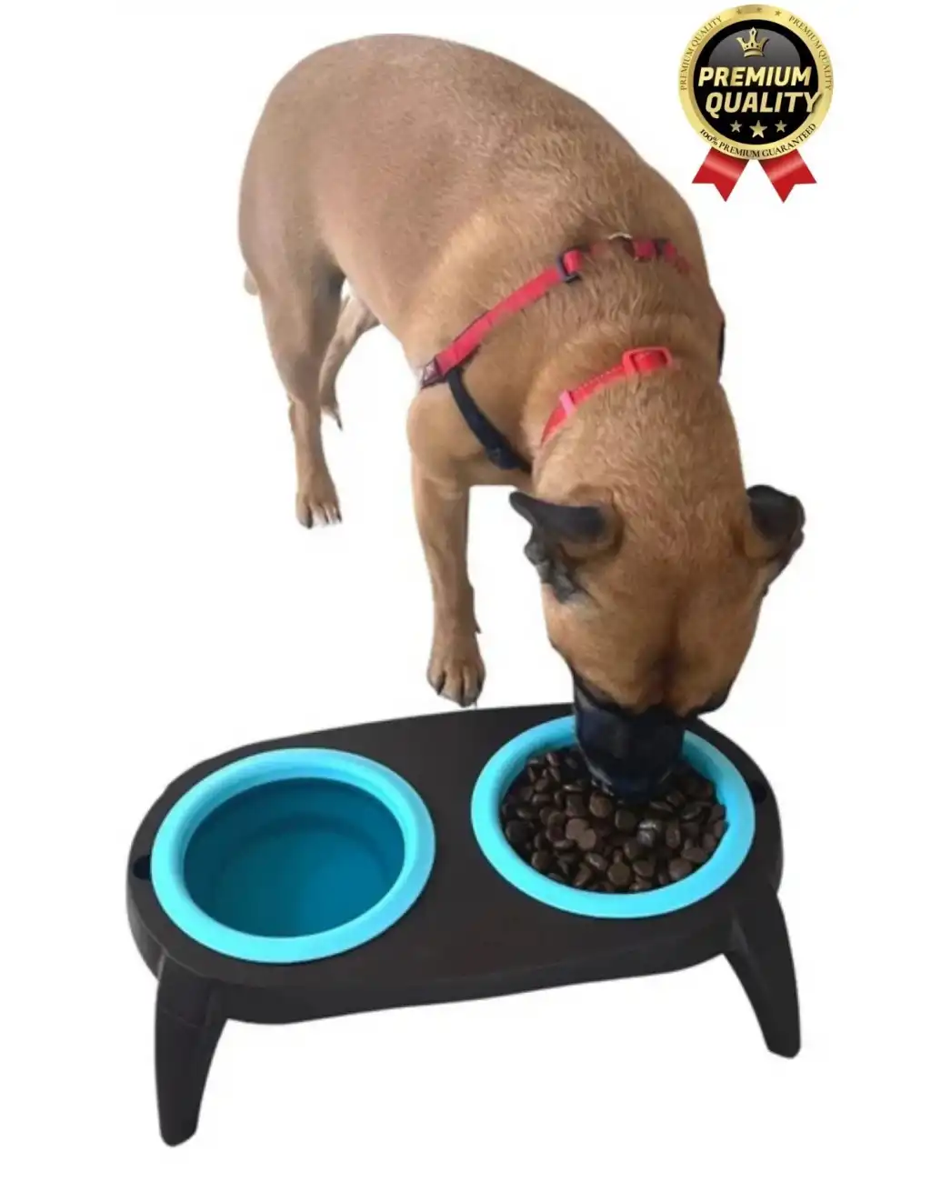 Yeni Seri Ayarlanabilir Ergonomik Portatif Katlanabilir İkili Kedi Köpek Mama Su Kabı Standı 500 Ml
