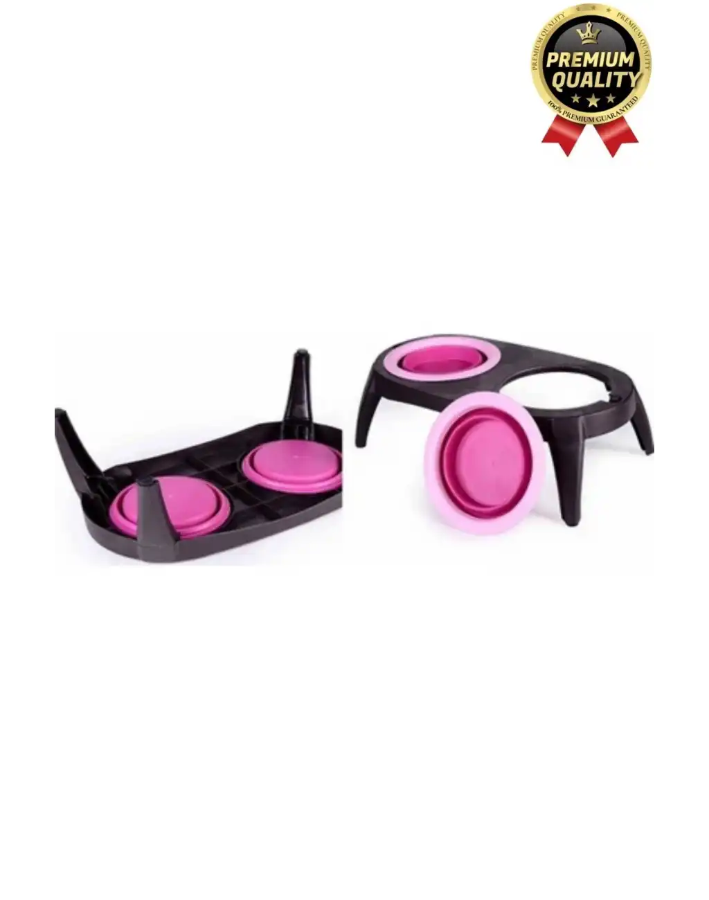 Yeni Seri Ayarlanabilir Ergonomik Portatif Katlanabilir İkili Kedi Köpek Mama Su Kabı Standı 500 Ml