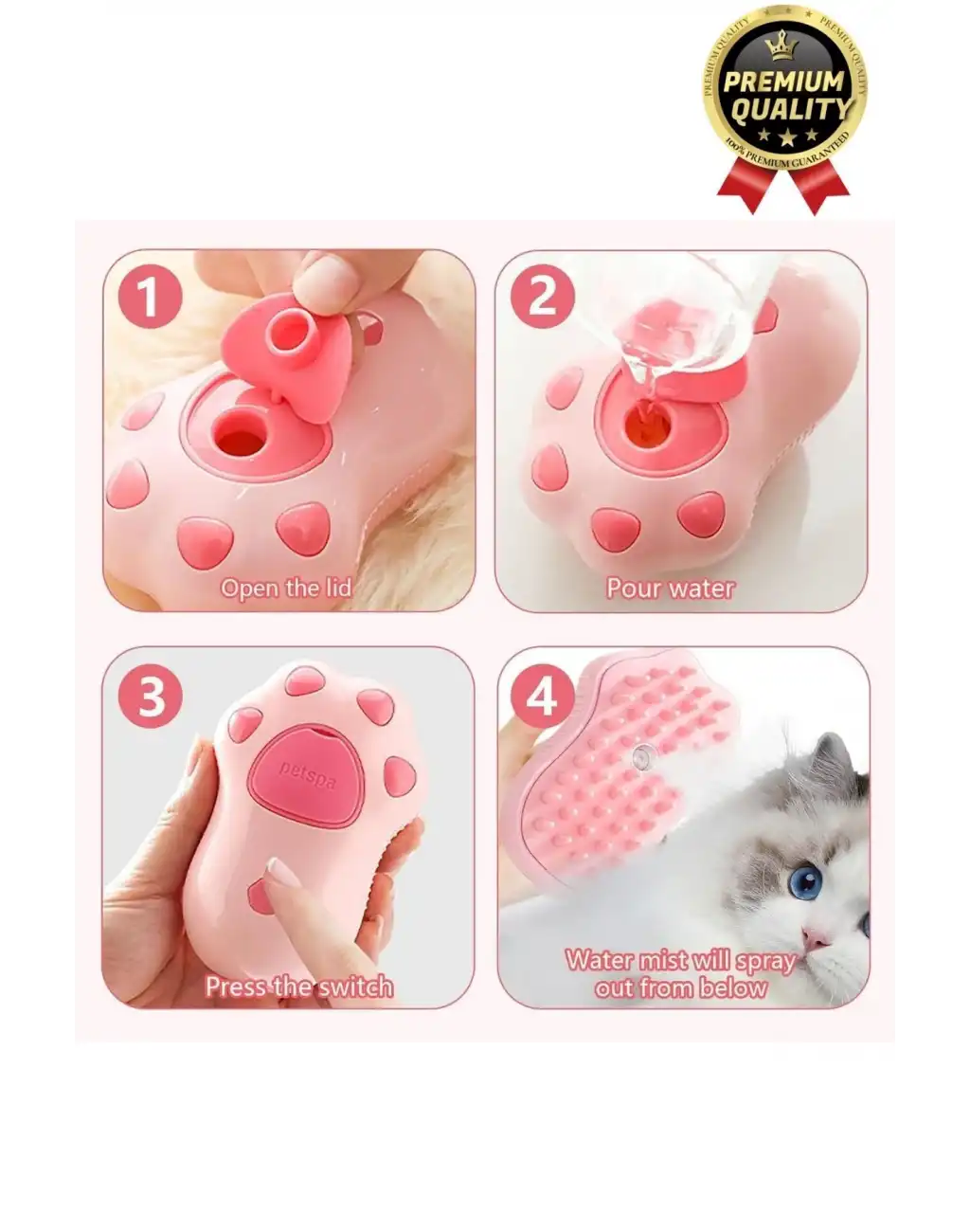 Yeni Seri Tüy Bakımı Pati Desenli Şarjlı Su Hazneli Doldurulan Kedi Köpek Evcil Hayvan Buharlı Tarak