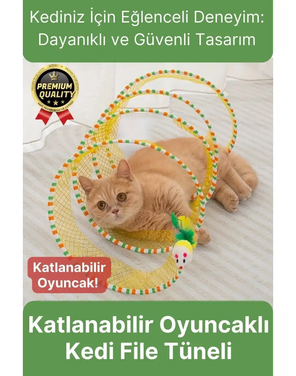 Özel Tasarım Yer Kaplamaz Taşınabilir Hafif Eğlendiren Komik Oyuncaklı Katlanabilir Kedi File Tüneli