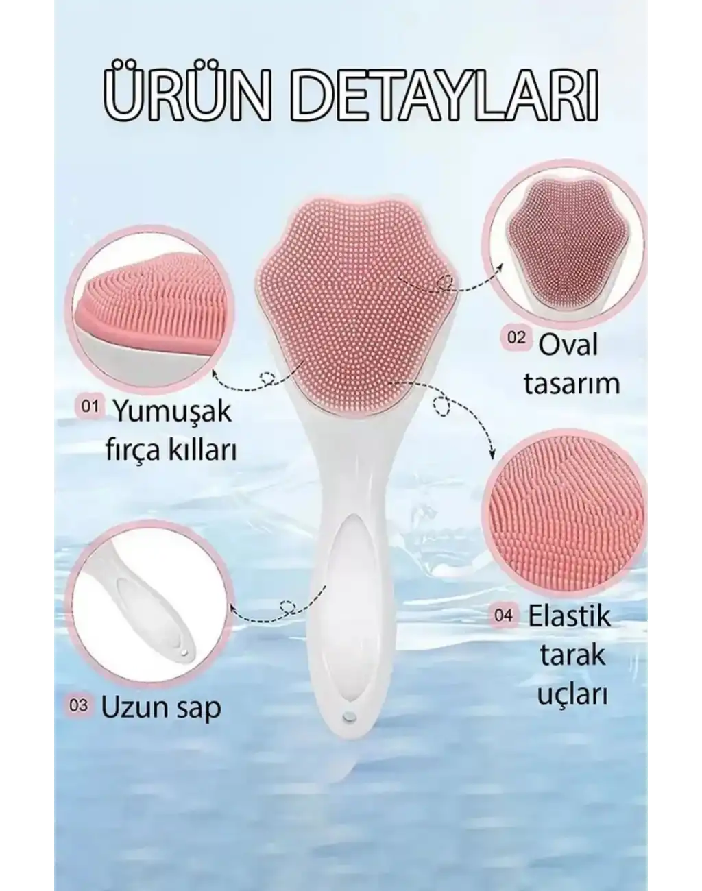 Özel Üretim Asılabilir Ergonomik Yumuşak Hassas Dokunuşlu Makyaj Cilt Temizleme Peeling Fırçası