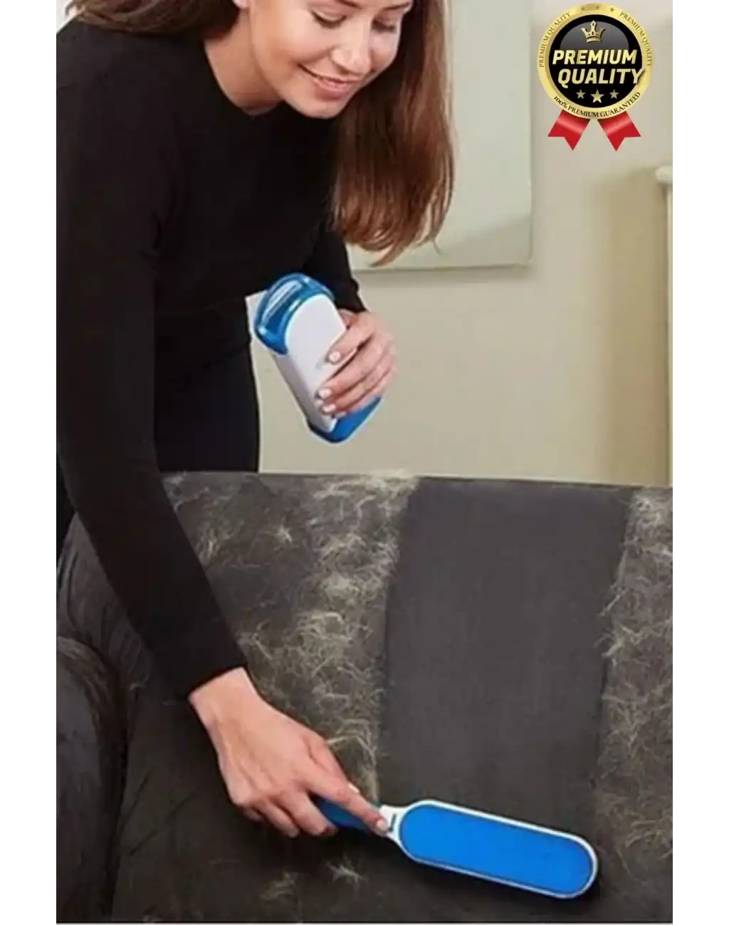 Çift Taraflı Kendini Temizleyen Mobilya Tişört Koltuk Kıyafet Halı Tüy Toplayıcı 2li Fırça Seti