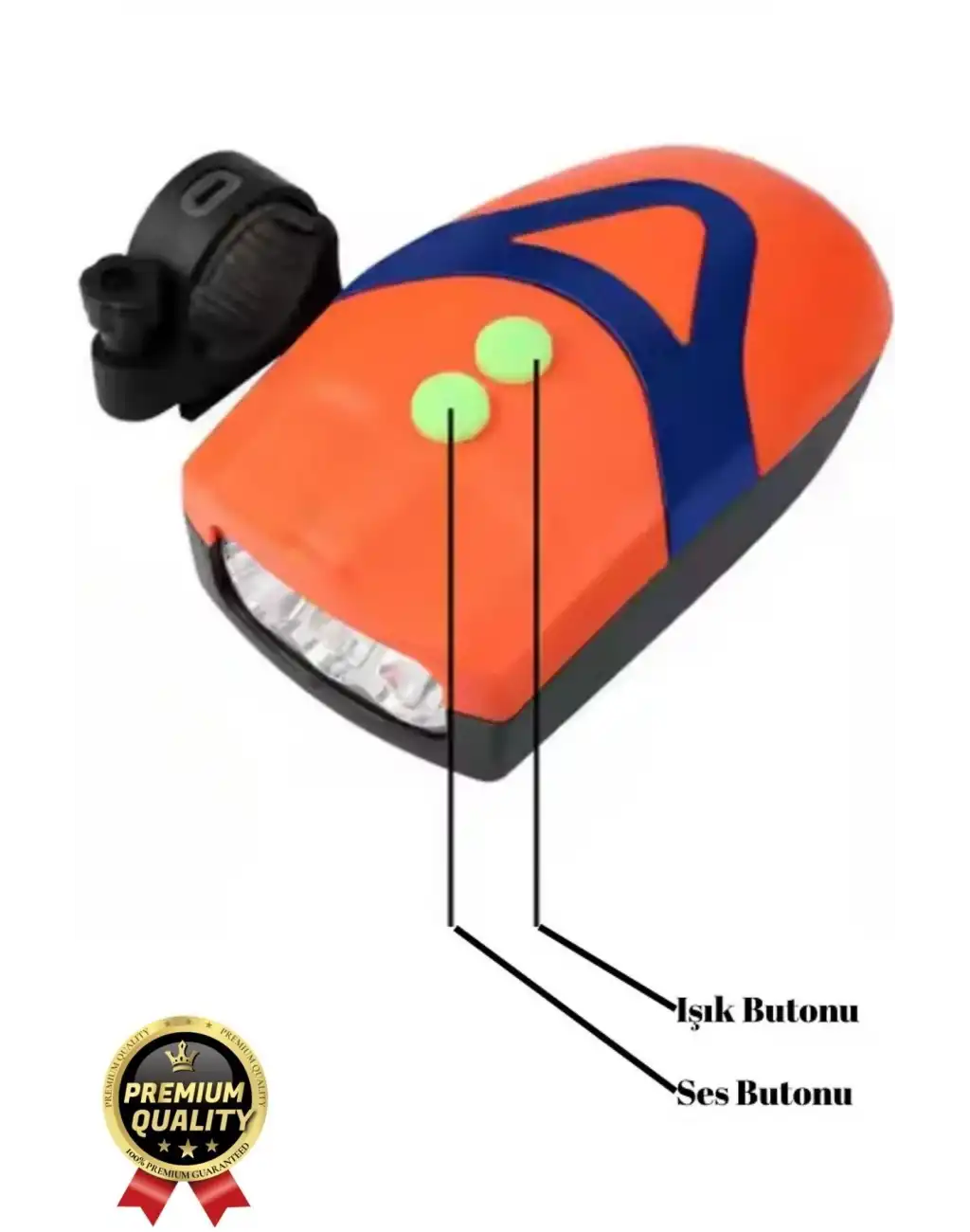 Çok Fonksiyonlu Kolay Takılabilir Dayanıklı Yüksek Sesli Su Geçirmez Led Işıklı Bisiklet Kornası