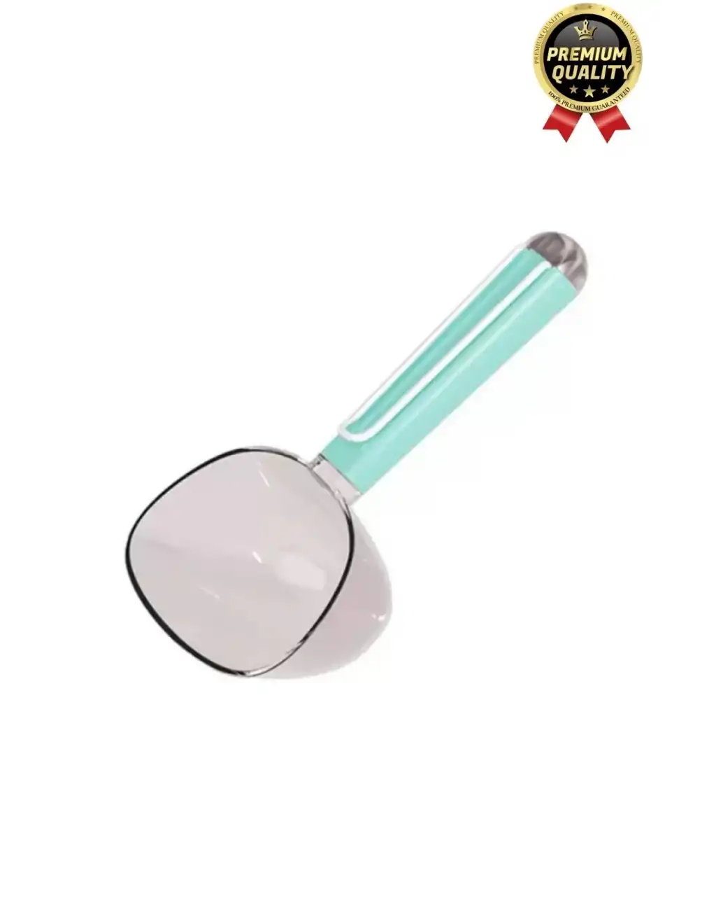 Çok Amaçlı Klipsli Ölçekli Şeffaf Başlıklı 180ml Kapasiteli Kedi Köpek Mama Ölçüm Kaşığı Küreği