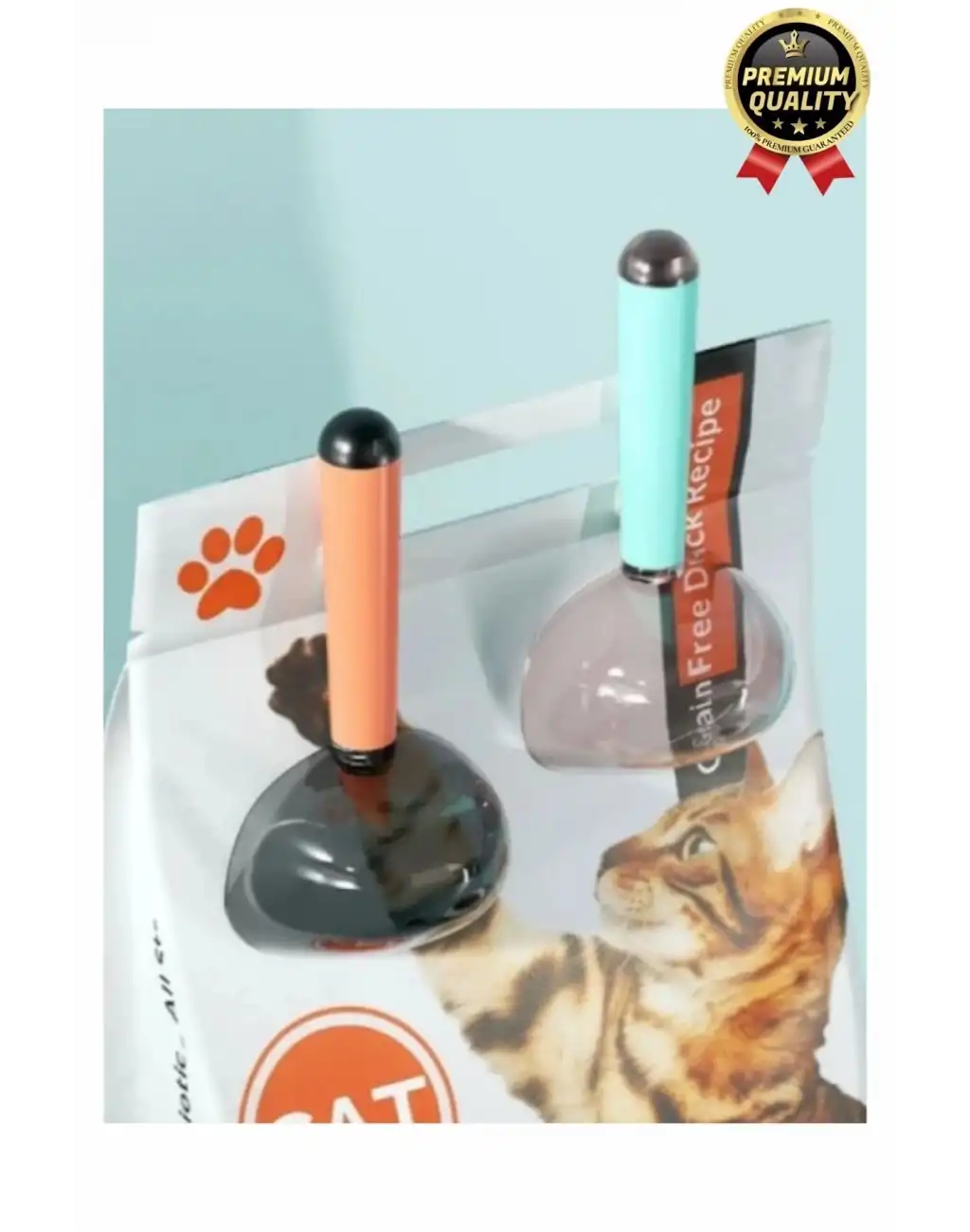 Çok Amaçlı Klipsli Ölçekli Şeffaf Başlıklı 180ml Kapasiteli Kedi Köpek Mama Ölçüm Kaşığı Küreği