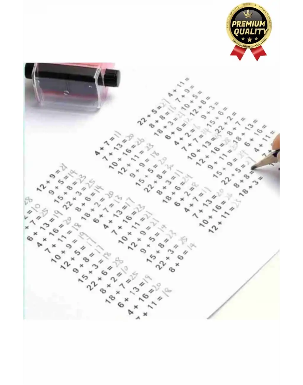 Özel Üretim Hızlı Pratik Mürekkepli Çocuk Okul Toplama İşlemleri Alıştırma Test Matematik Kaşesi