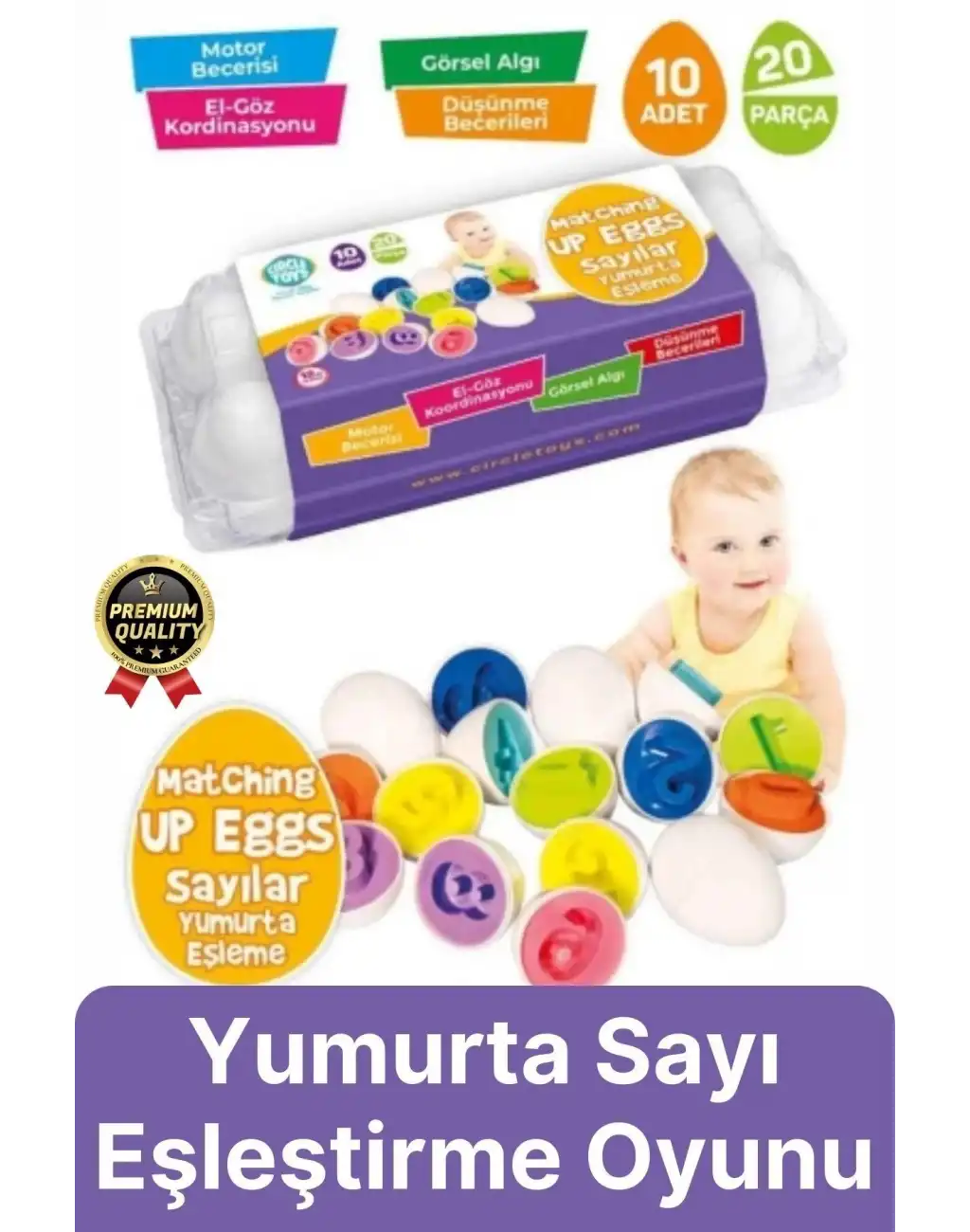 Yeni Nesil Eğitici Öğretici El Göz Kordinasyonu Çocuk Bebek Yumurta Sayı Eşleştirme Oyunu 10lu