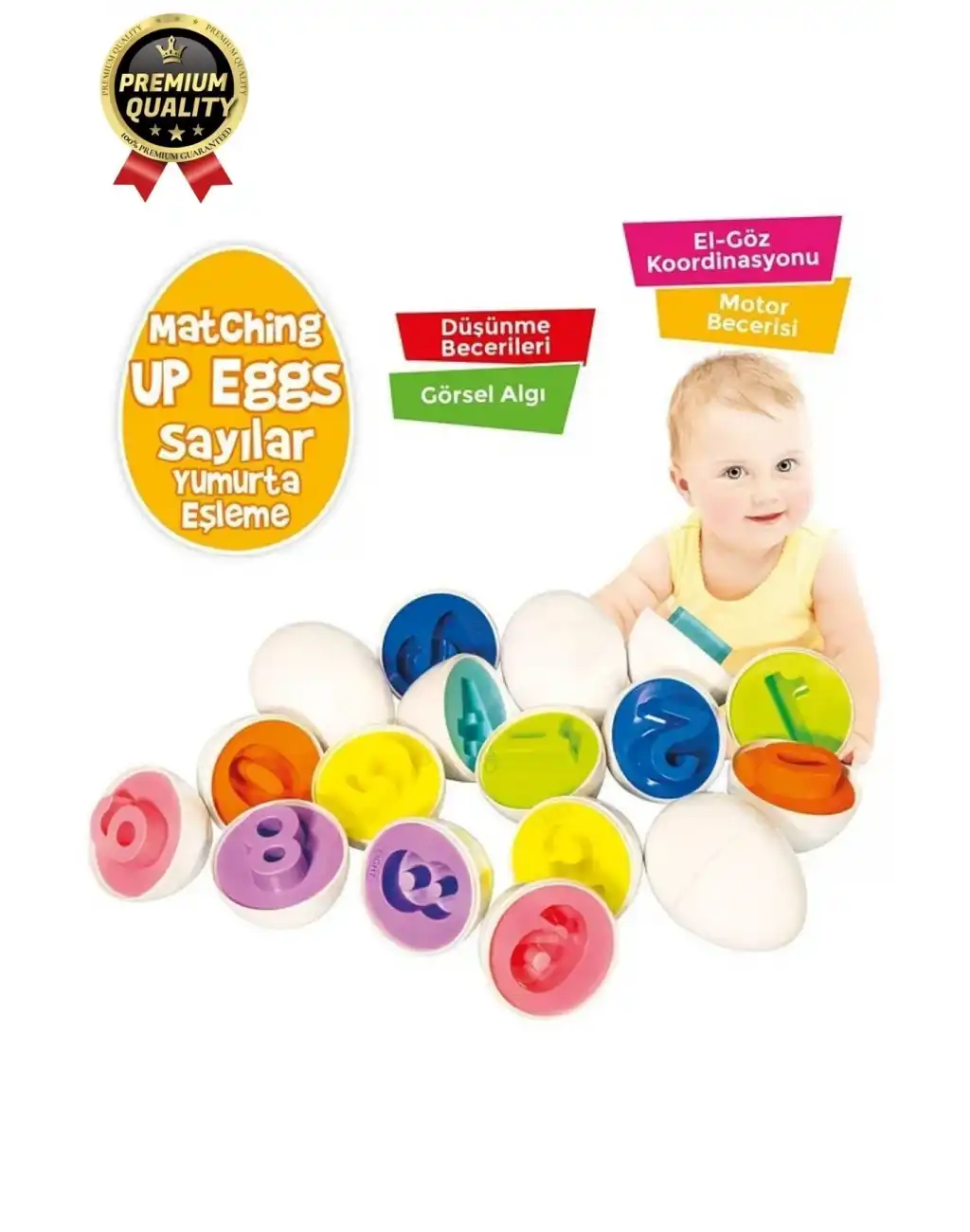 Yeni Nesil Eğitici Öğretici El Göz Kordinasyonu Çocuk Bebek Yumurta Sayı Eşleştirme Oyunu 10lu