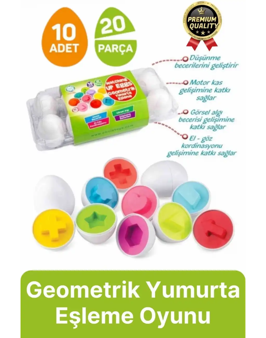 Yeni Nesil Eğitici Öğretici El Göz Kordinasyonu Çocuk Bebek Geometrik Yumurta Eşleme Oyunu 10lu