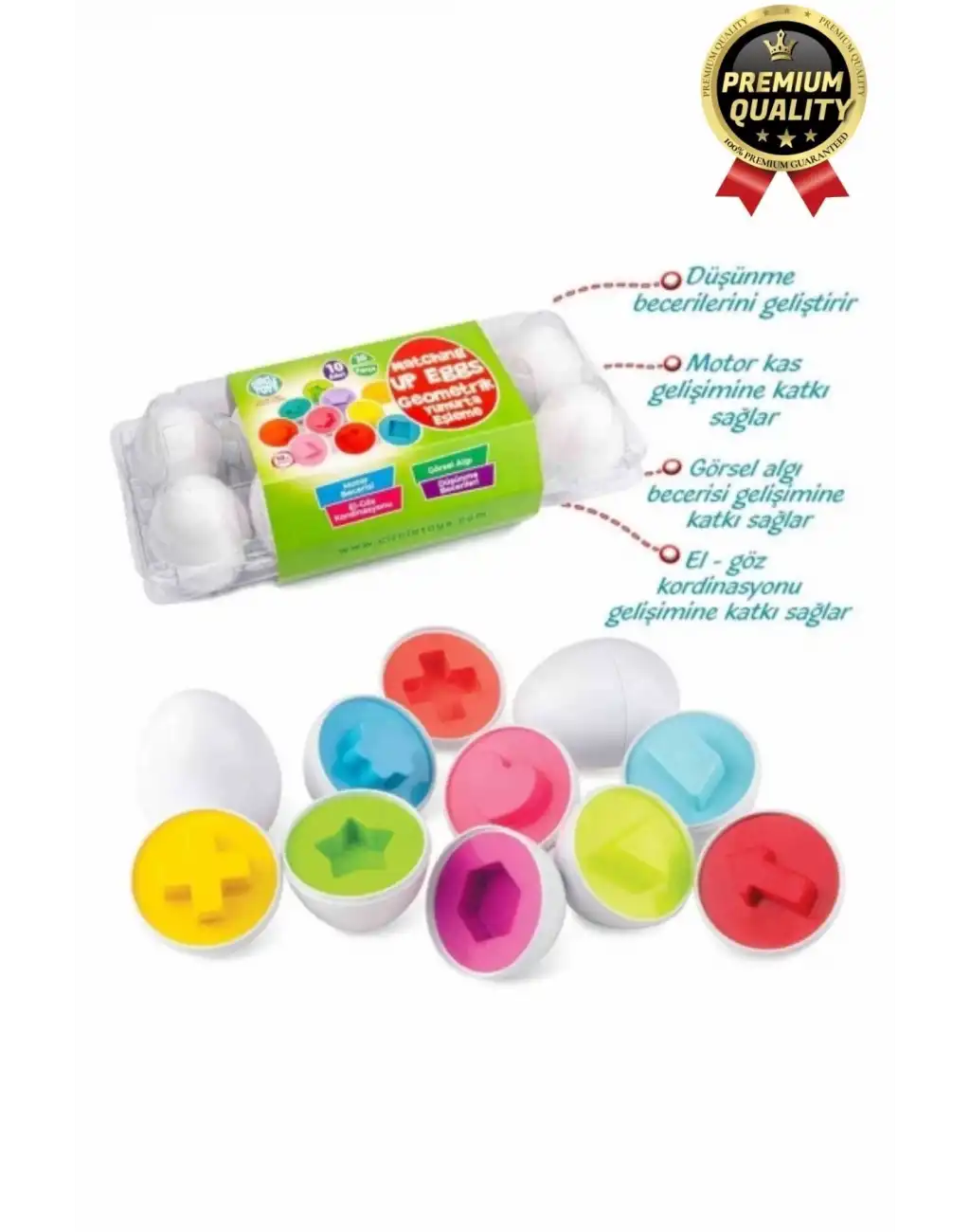 Yeni Nesil Eğitici Öğretici El Göz Kordinasyonu Çocuk Bebek Geometrik Yumurta Eşleme Oyunu 10lu