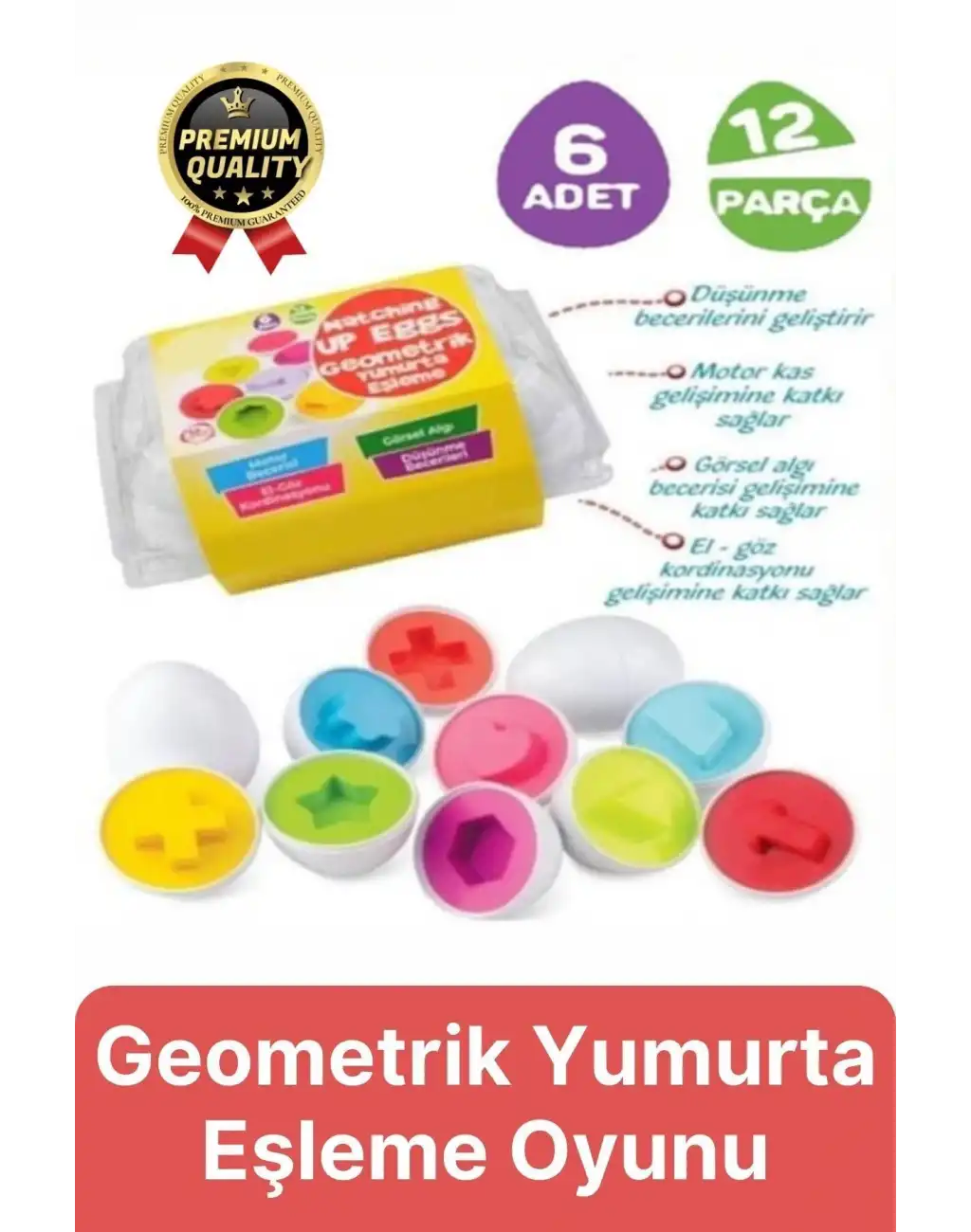 Yeni Nesil Eğitici Öğretici El Göz Kordinasyonu Çocuk Bebek Geometrik Yumurta Eşleme Oyunu 6lı