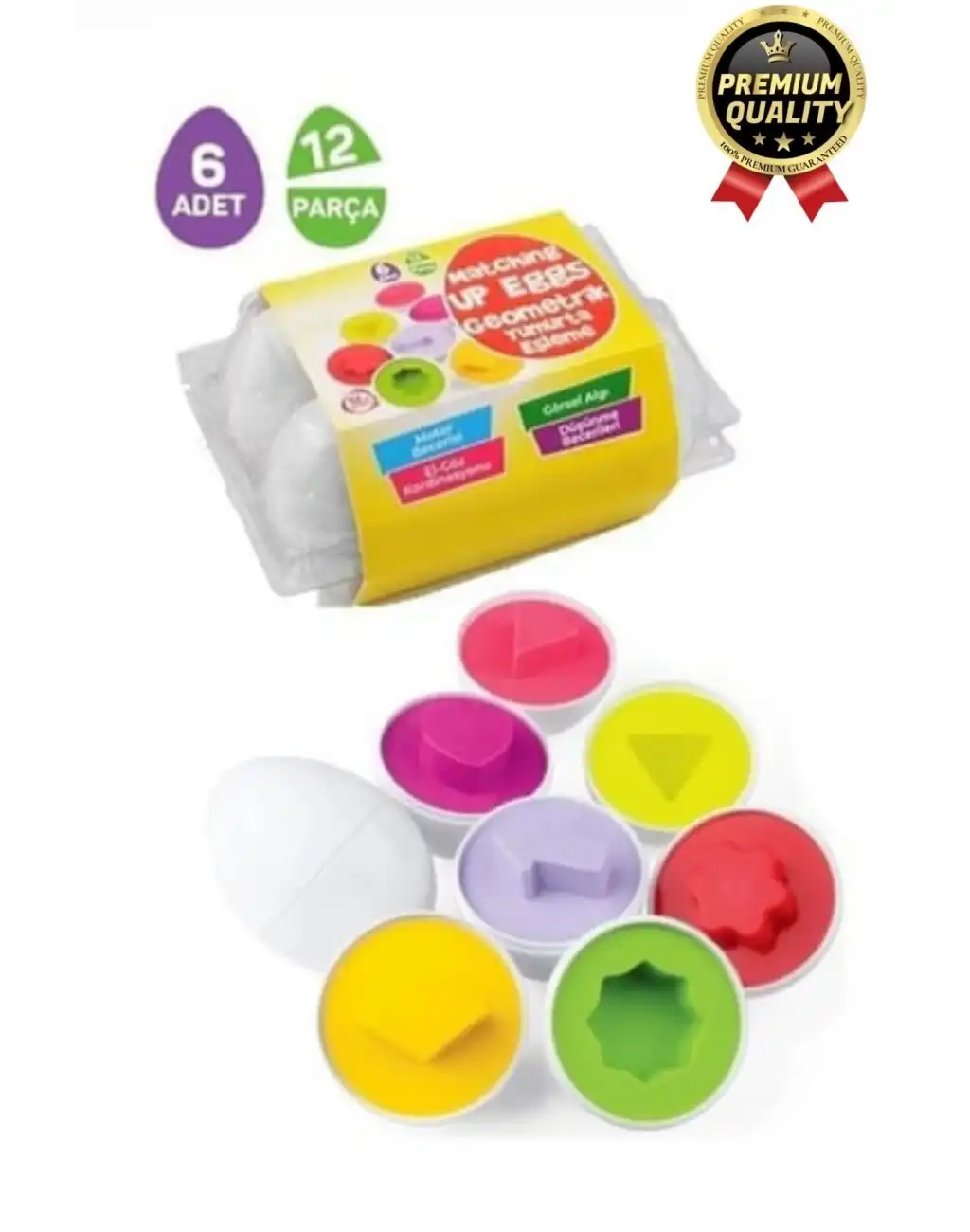 Yeni Nesil Eğitici Öğretici El Göz Kordinasyonu Çocuk Bebek Geometrik Yumurta Eşleme Oyunu 6lı