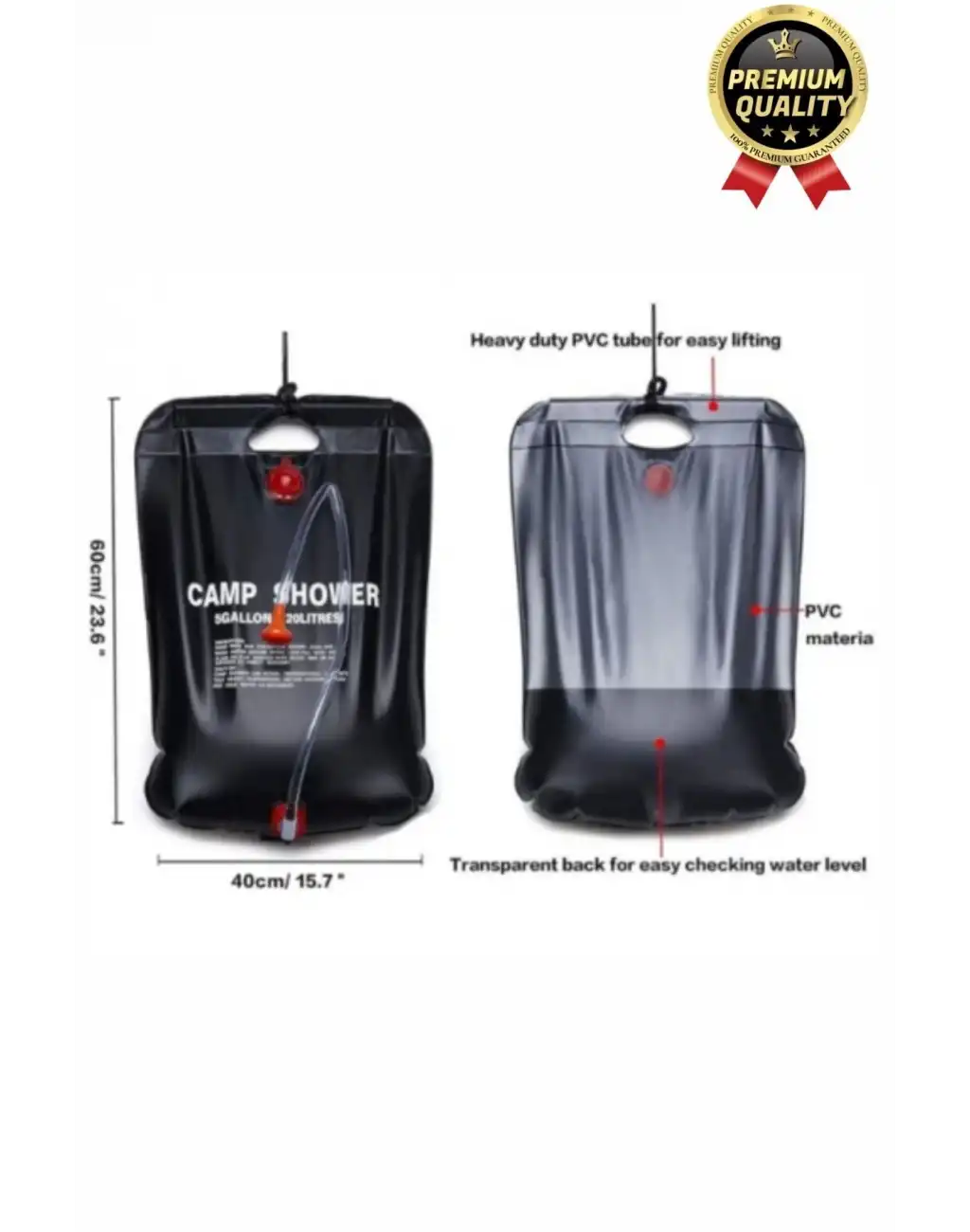 Çok Fonksiyonlu Dayanıklı Yüksek Kaliteli Pvc Malzeme Solar Isıtıcılı Kamp Duş Torbası 20 Litre